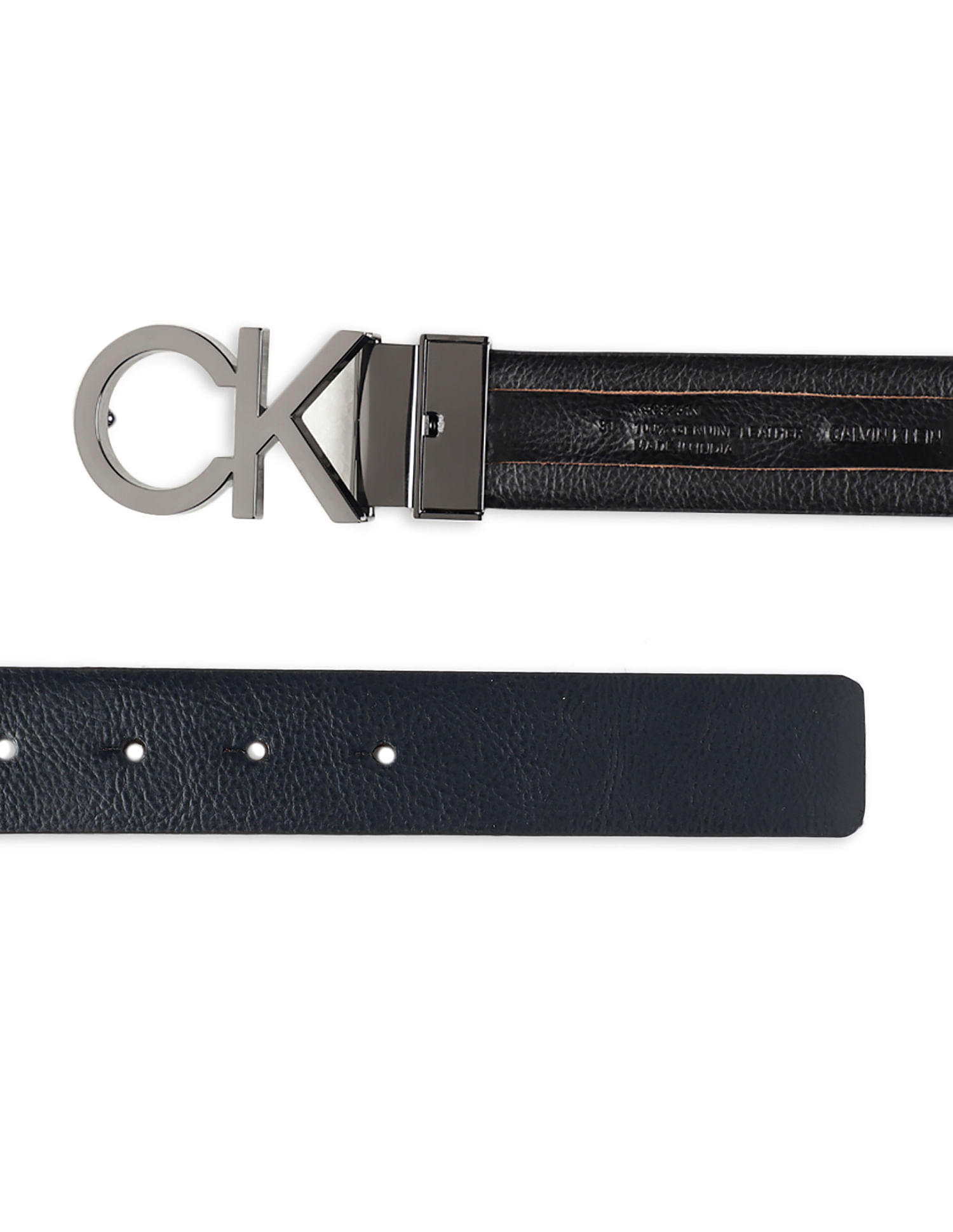 Calvin Klein Leather Reversible Metal Diagonal Belt