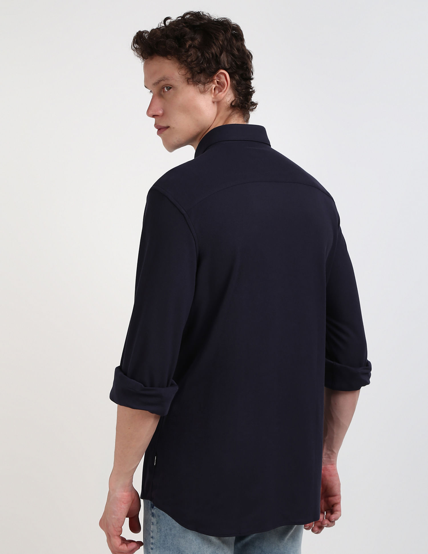 Calvin Klein Pique Jersey Button Down Collar Shirt