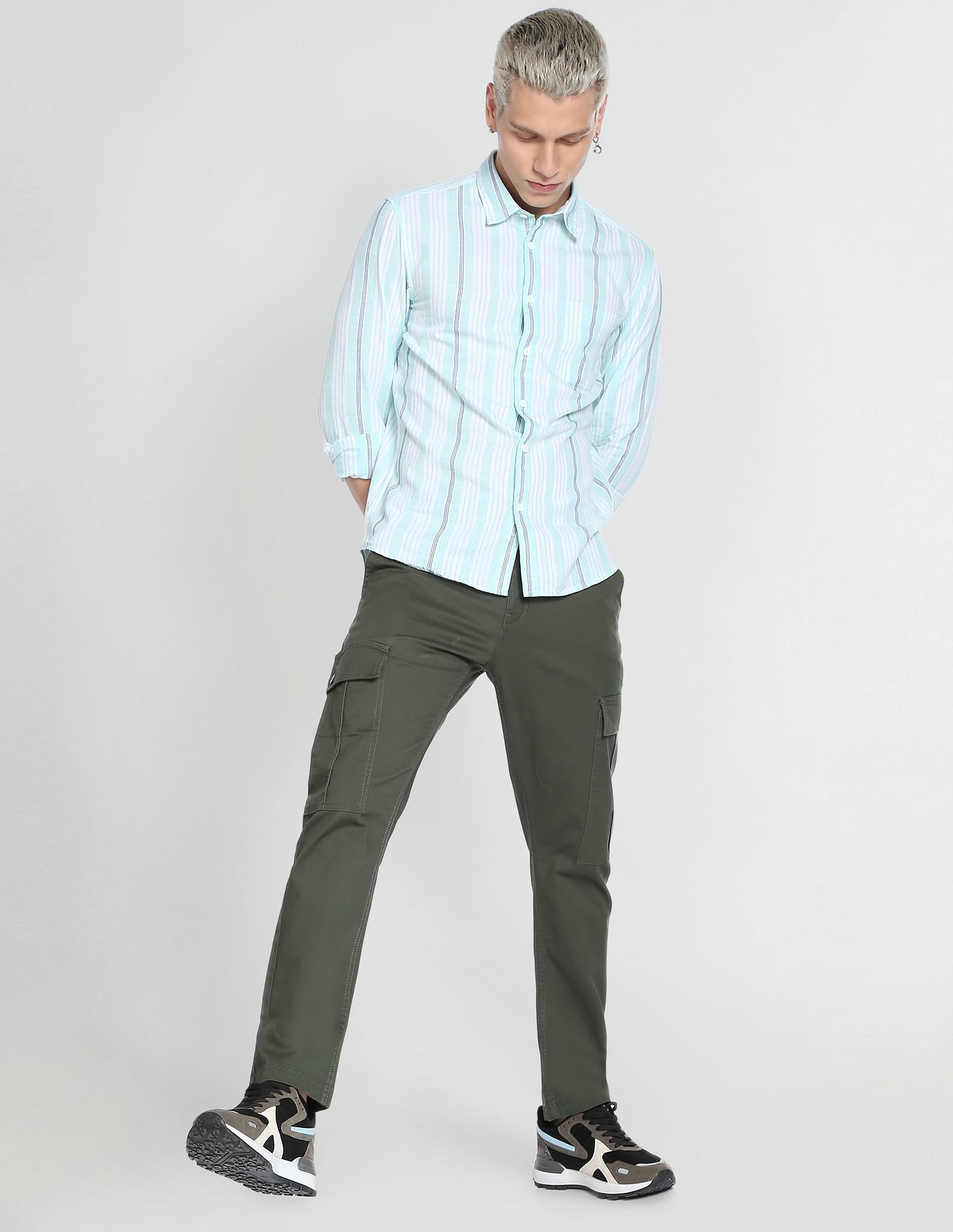 Flying Machine Vertical Stripe Cotton Shirt