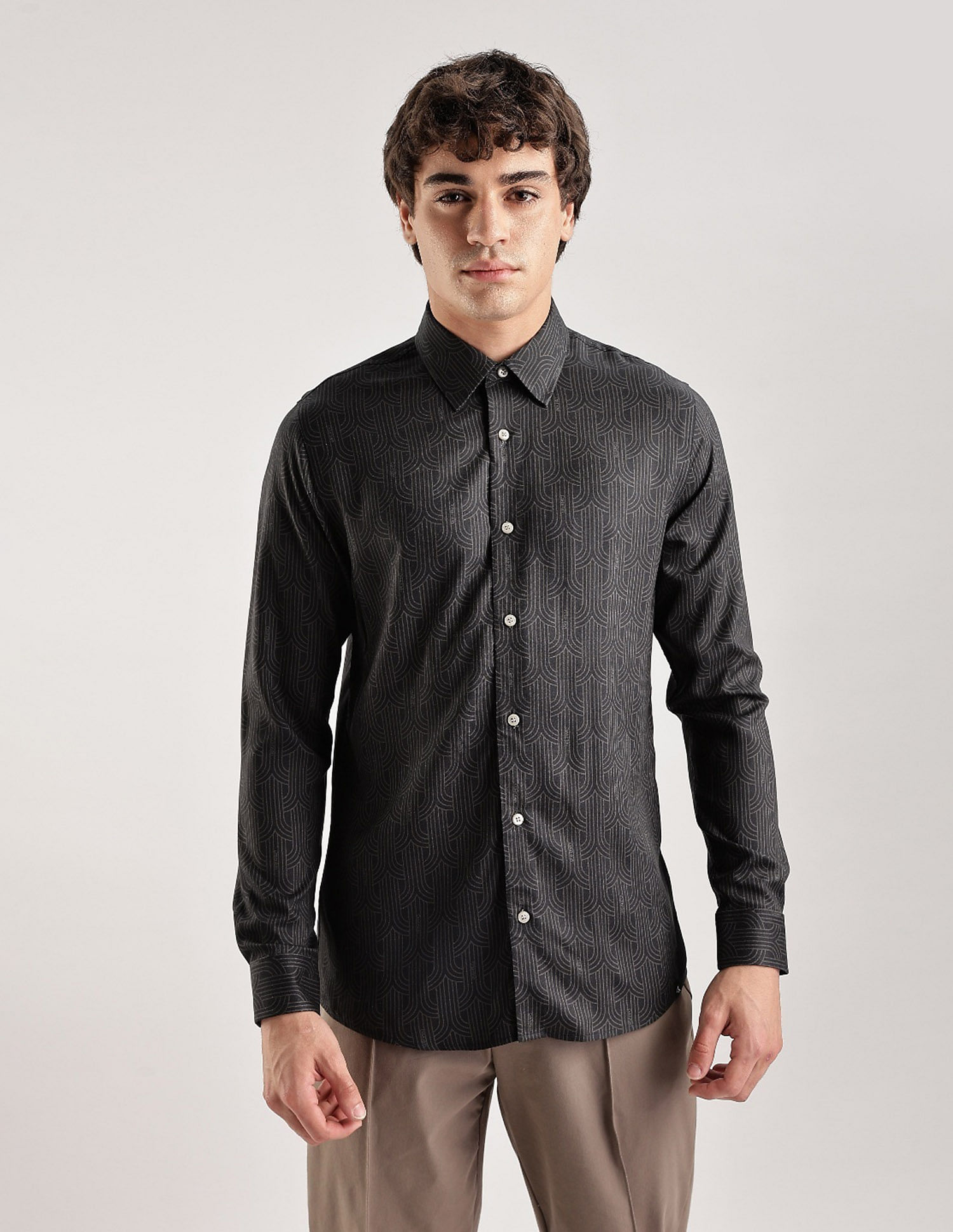 Calvin Klein Jeans Geometric Slim Fit Poplin Woven Shirt