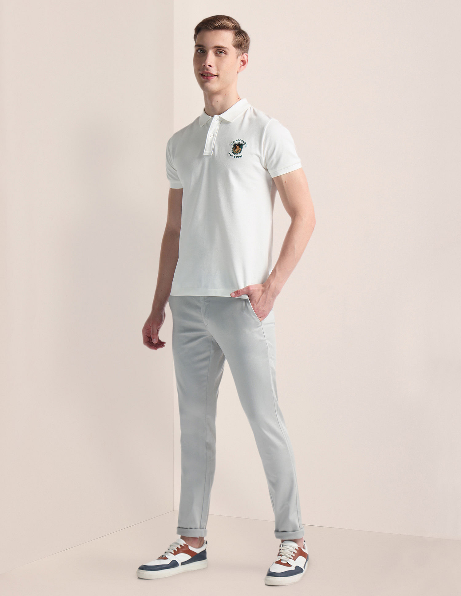U.S. Polo Assn. Slim Straight Solid Trousers