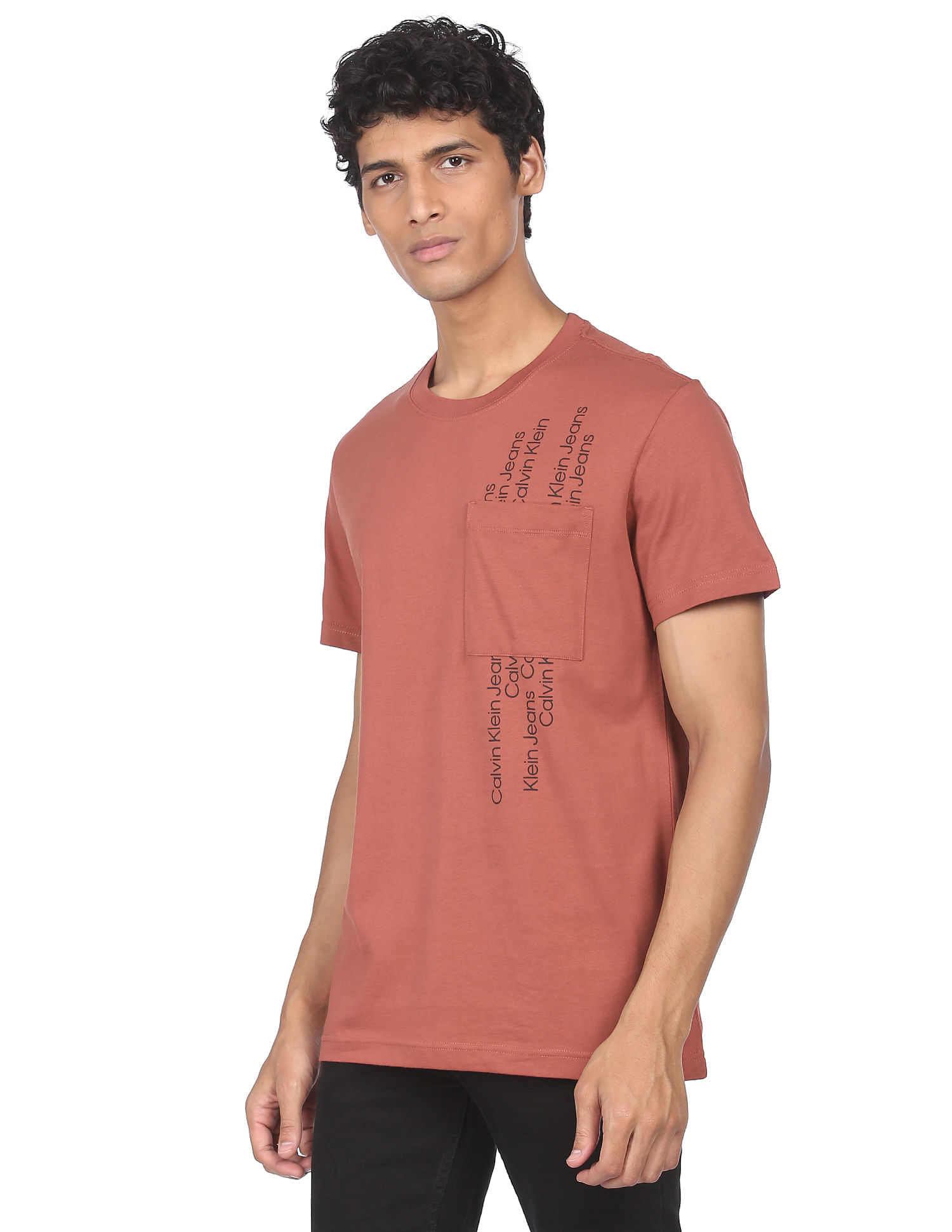 Buy CALVIN KLEIN JEANS Orange Printed Fit Mens T-Shirt