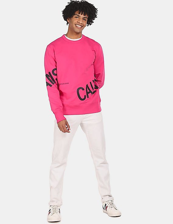 Mens pink calvin klein clearance jumper