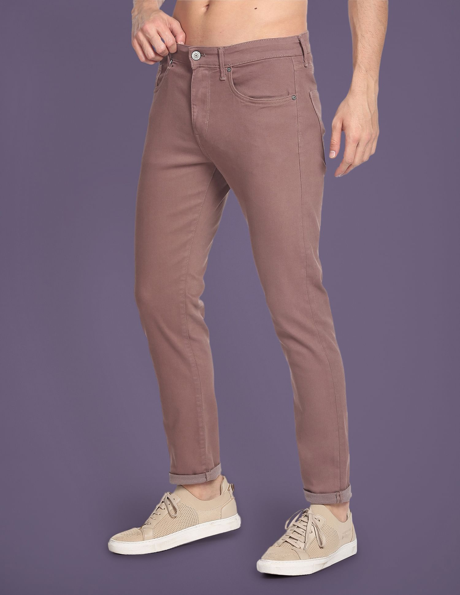 Flying Machine Slash Slim Tapered Clean Look Coloured Jeans