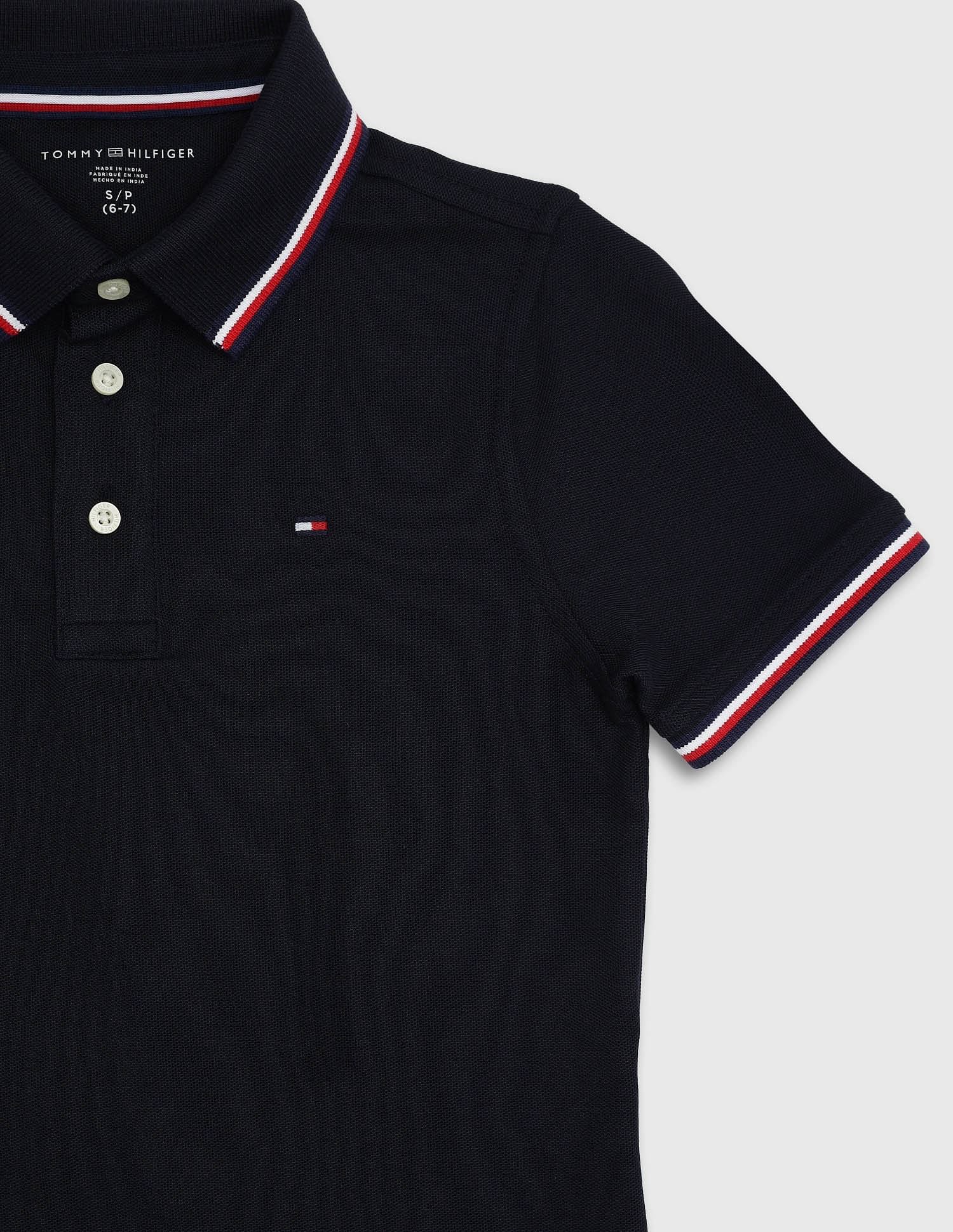 Tommy Hilfiger Boys Navy Solid Polo Shirt