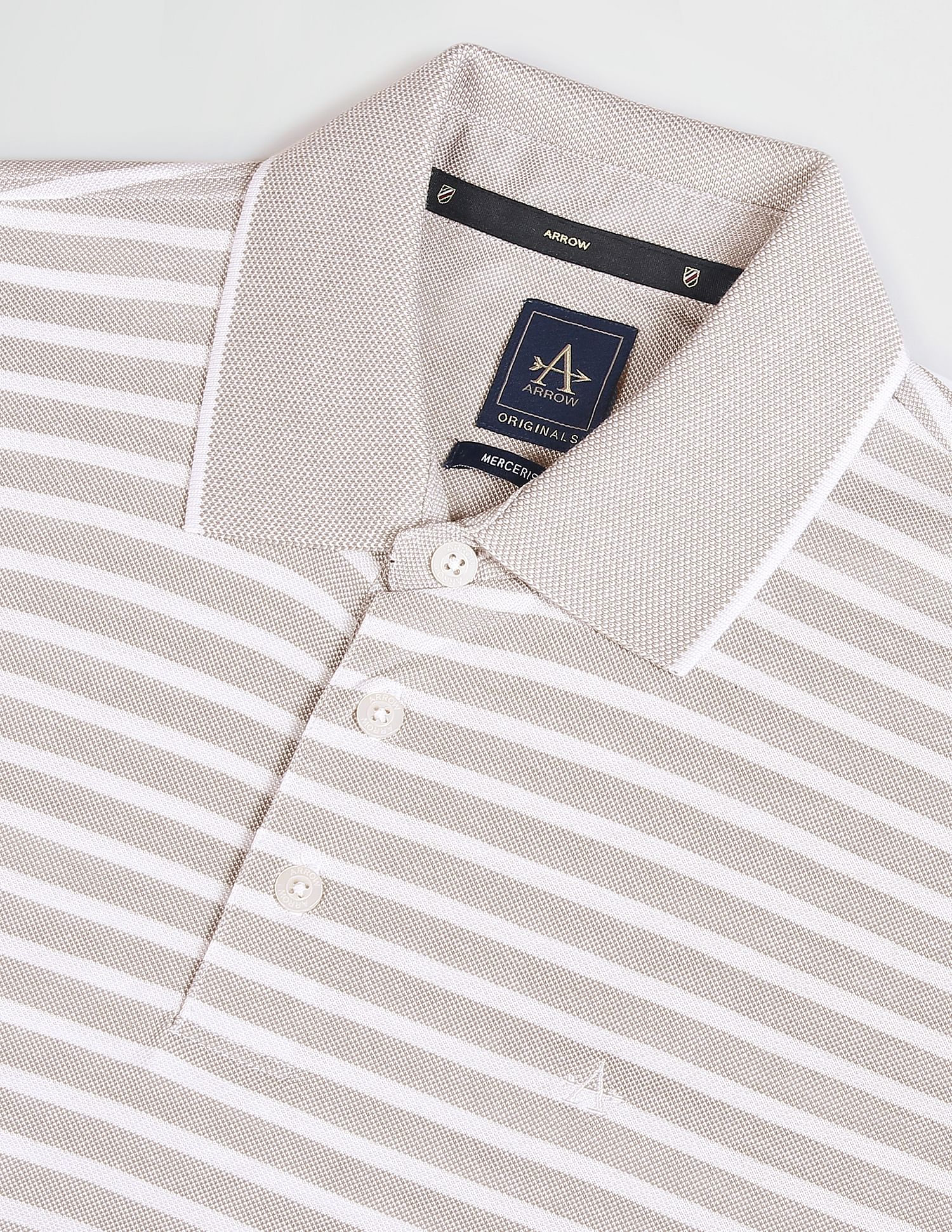 Arrow Horizontal Stripe Pique Polo Shirt