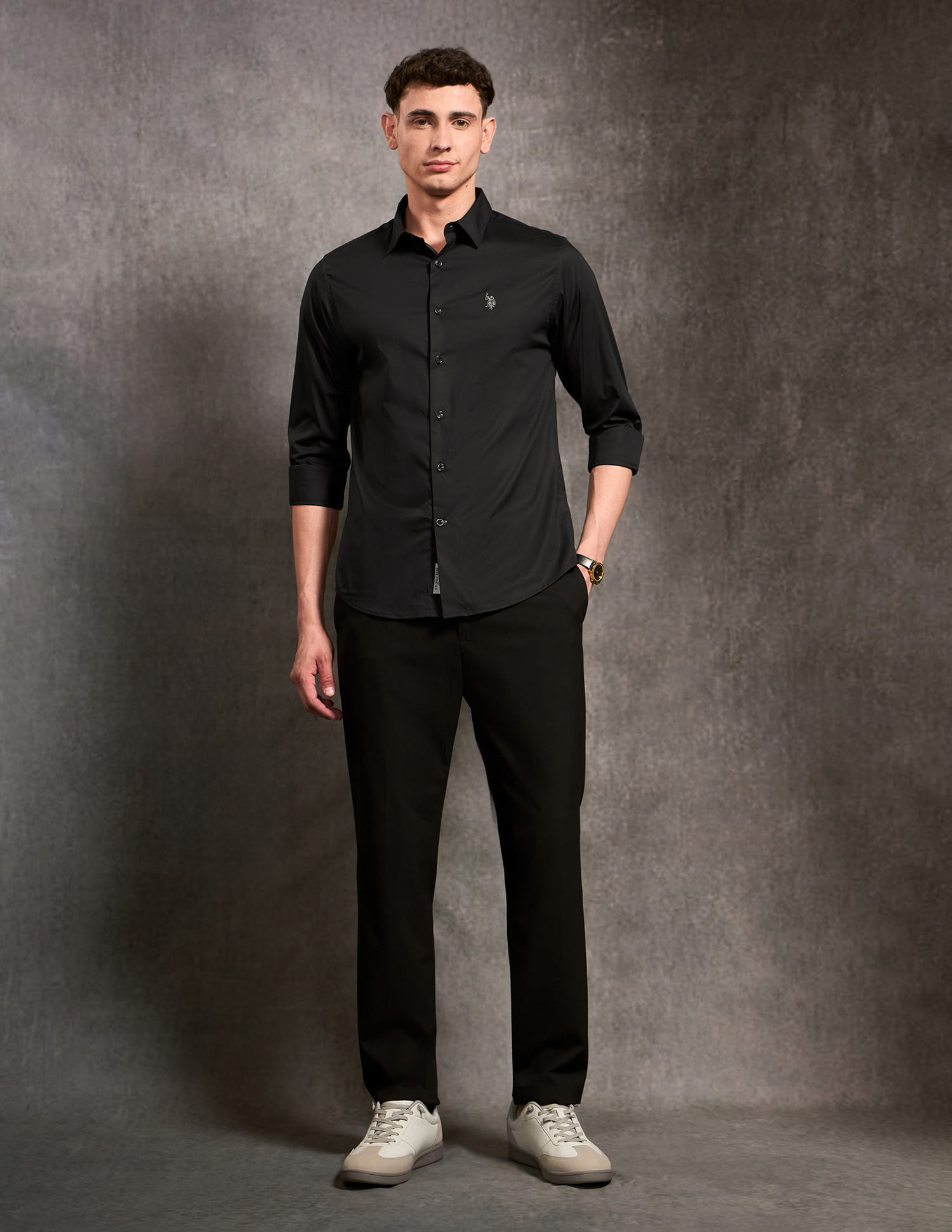 Buy U.S. Polo Assn. Denim Co. Poplin Black & Gold Shirt - NNNOW.com