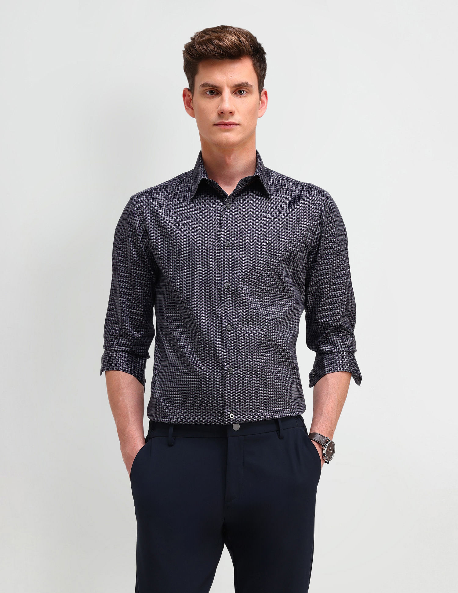 Arrow Newyork Slim Fit All-Over Pattern Shirt