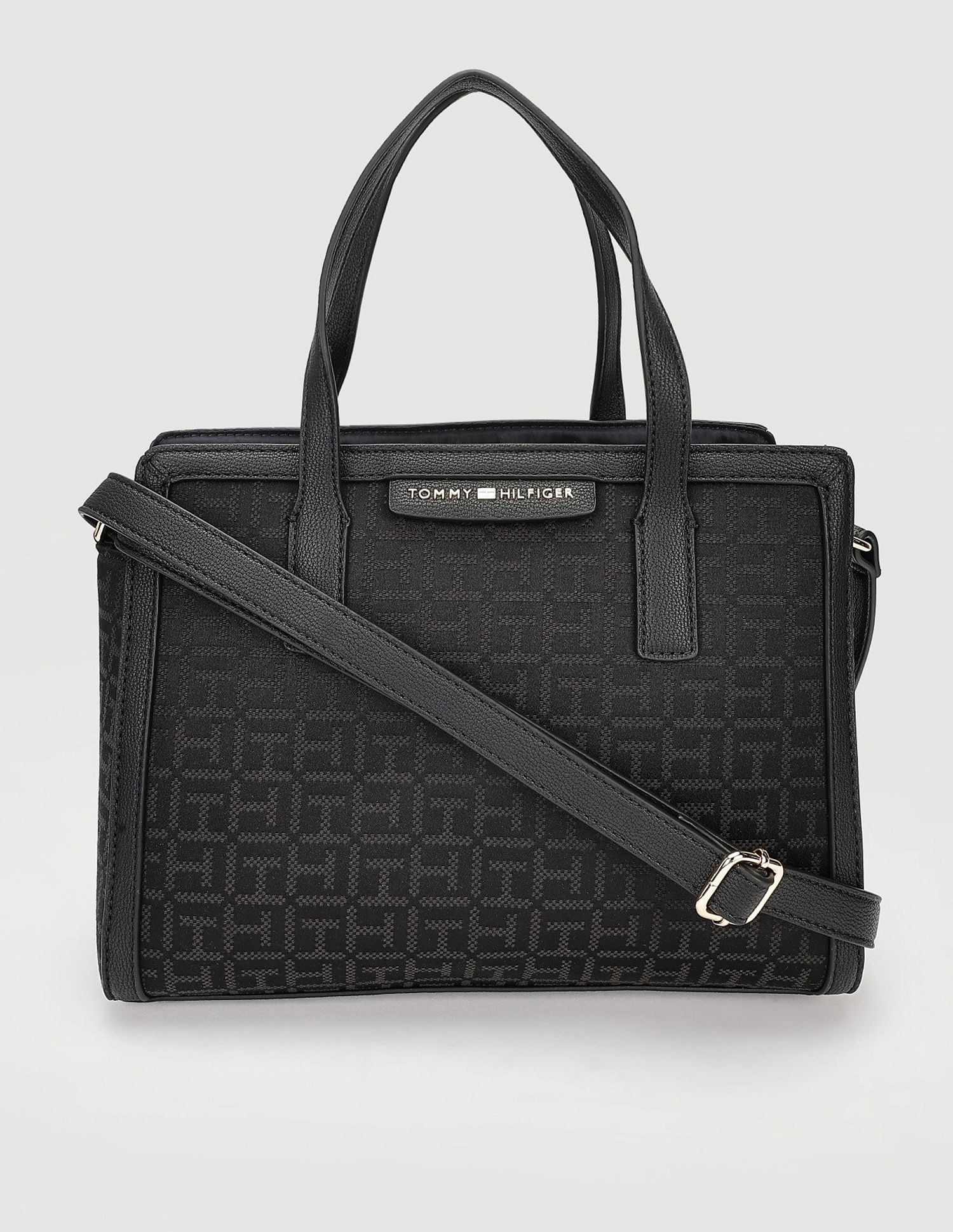 Tommy Hilfiger Printed Black Polyester Hand Bags