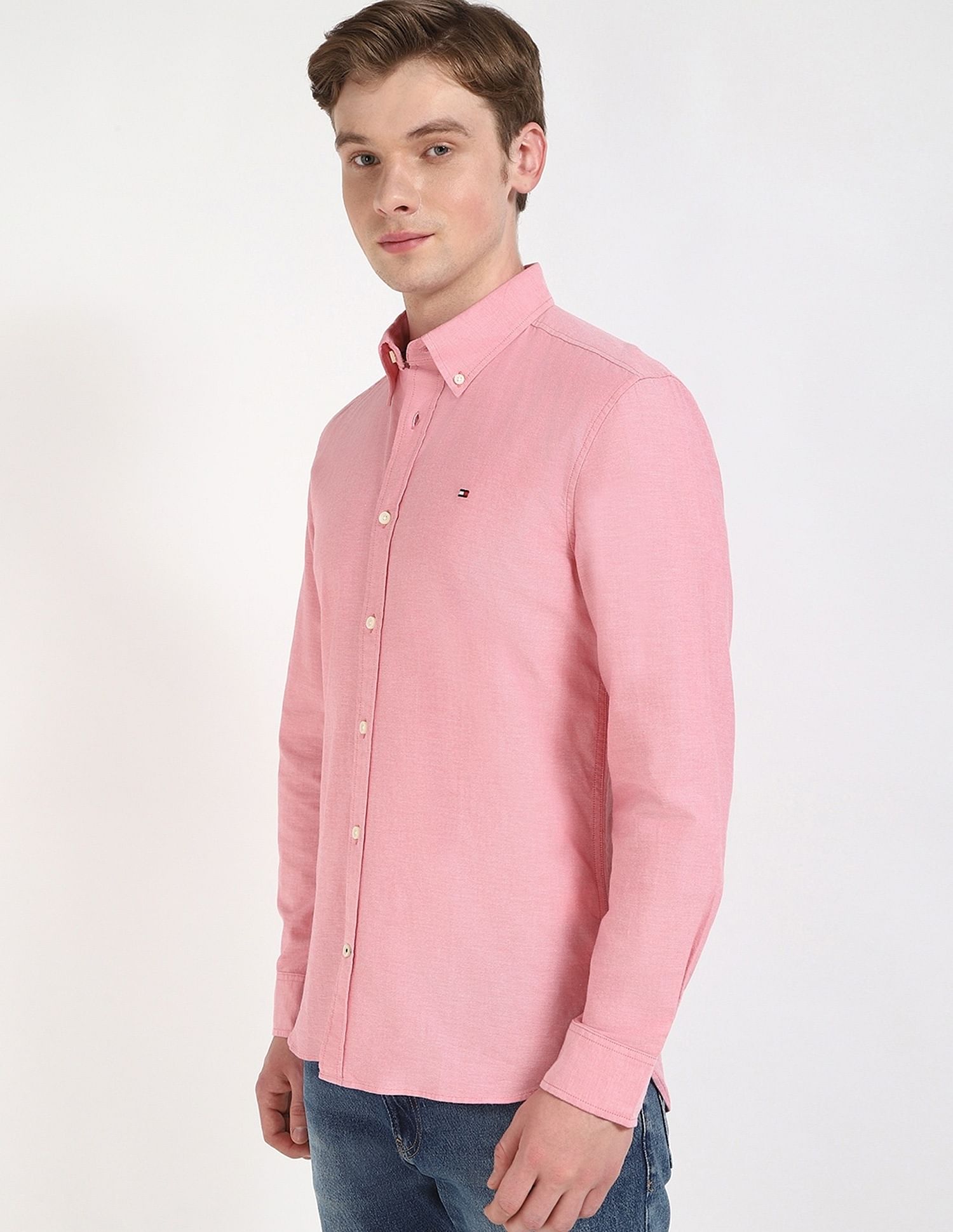 Tommy Hilfiger Solid Regular-Fit Cotton Shirt