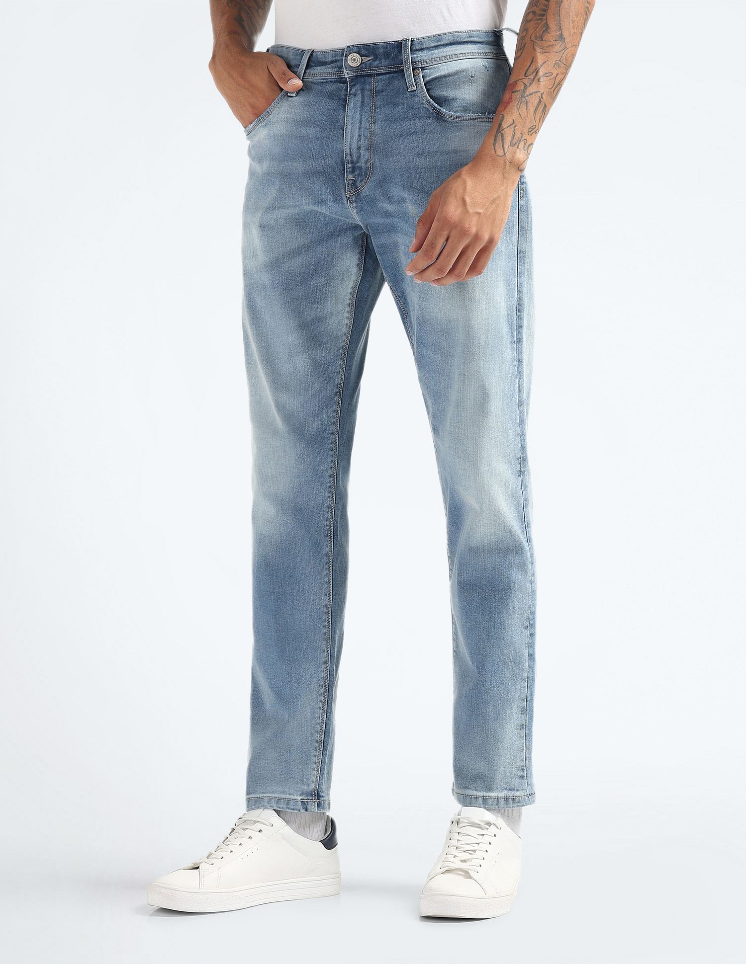 Flying Machine Slash Slim Tapered Stone Wash Jeans