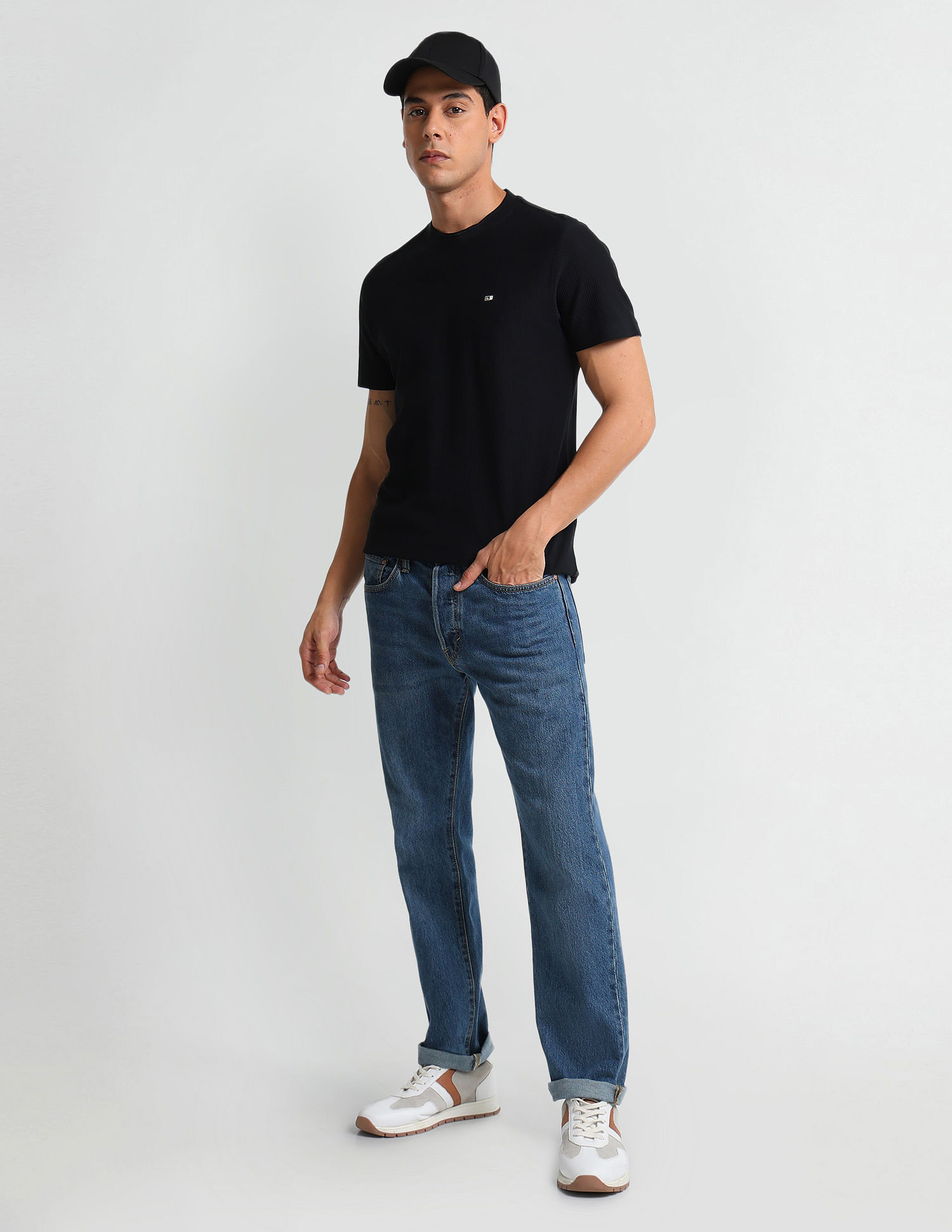 Arrow Sports Patterned Knit Regular Fit T-Shirt