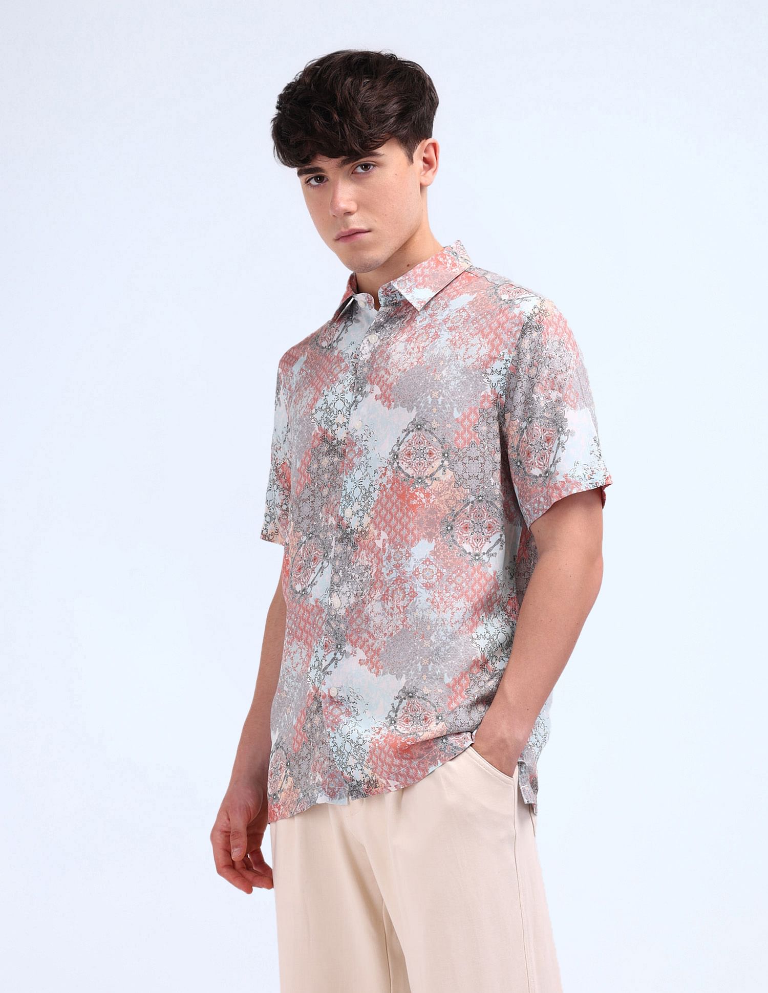 Flying Machine Printed Regular Fit Shirt