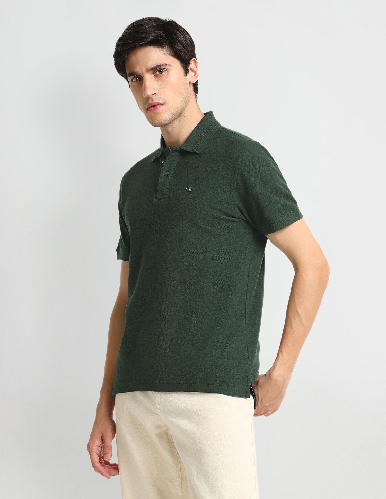 Arrow Sports Pure Cotton Heathered Polo Shirt