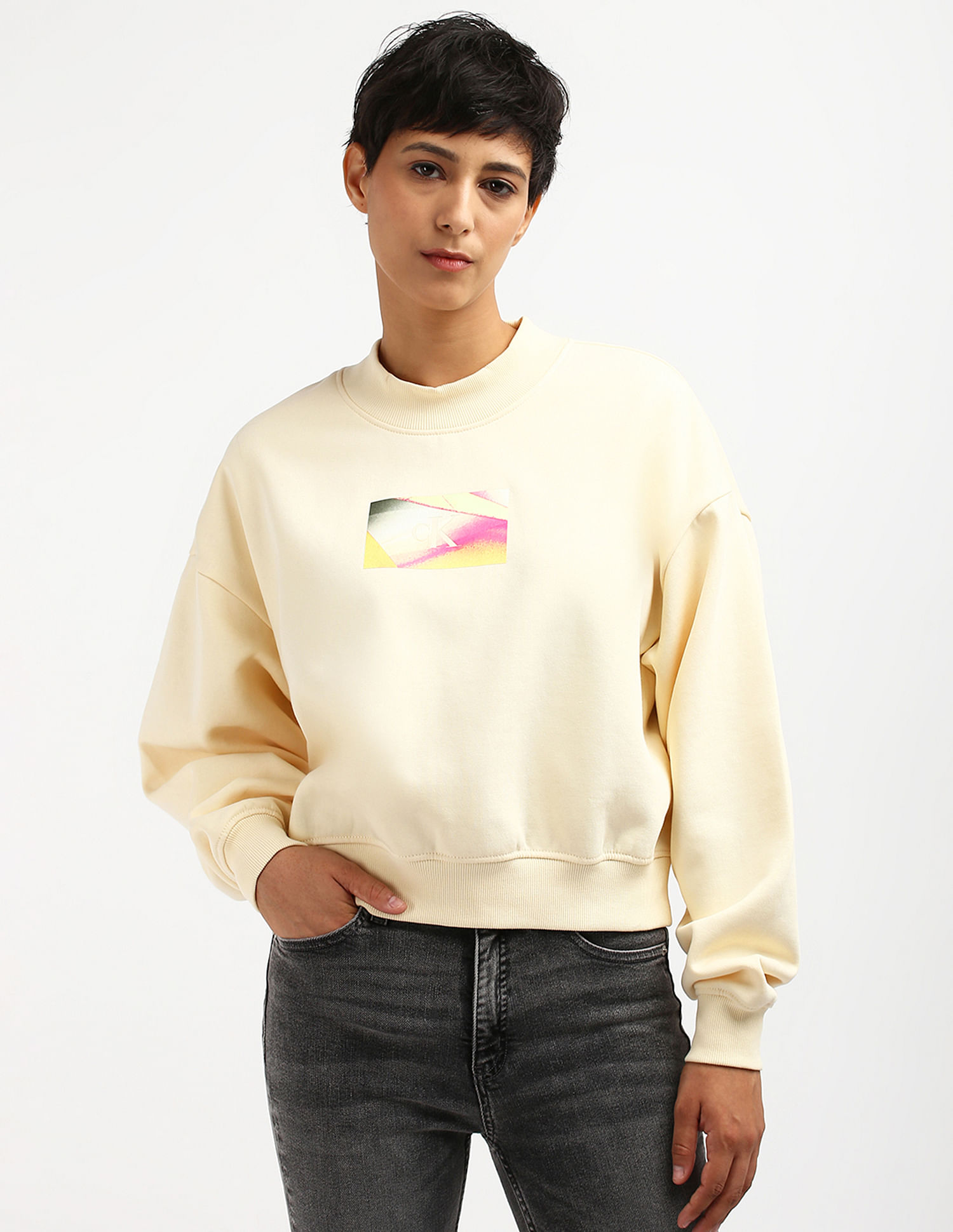 Calvin Klein Illuminated Box Logo Crew Neck Sweatshirt