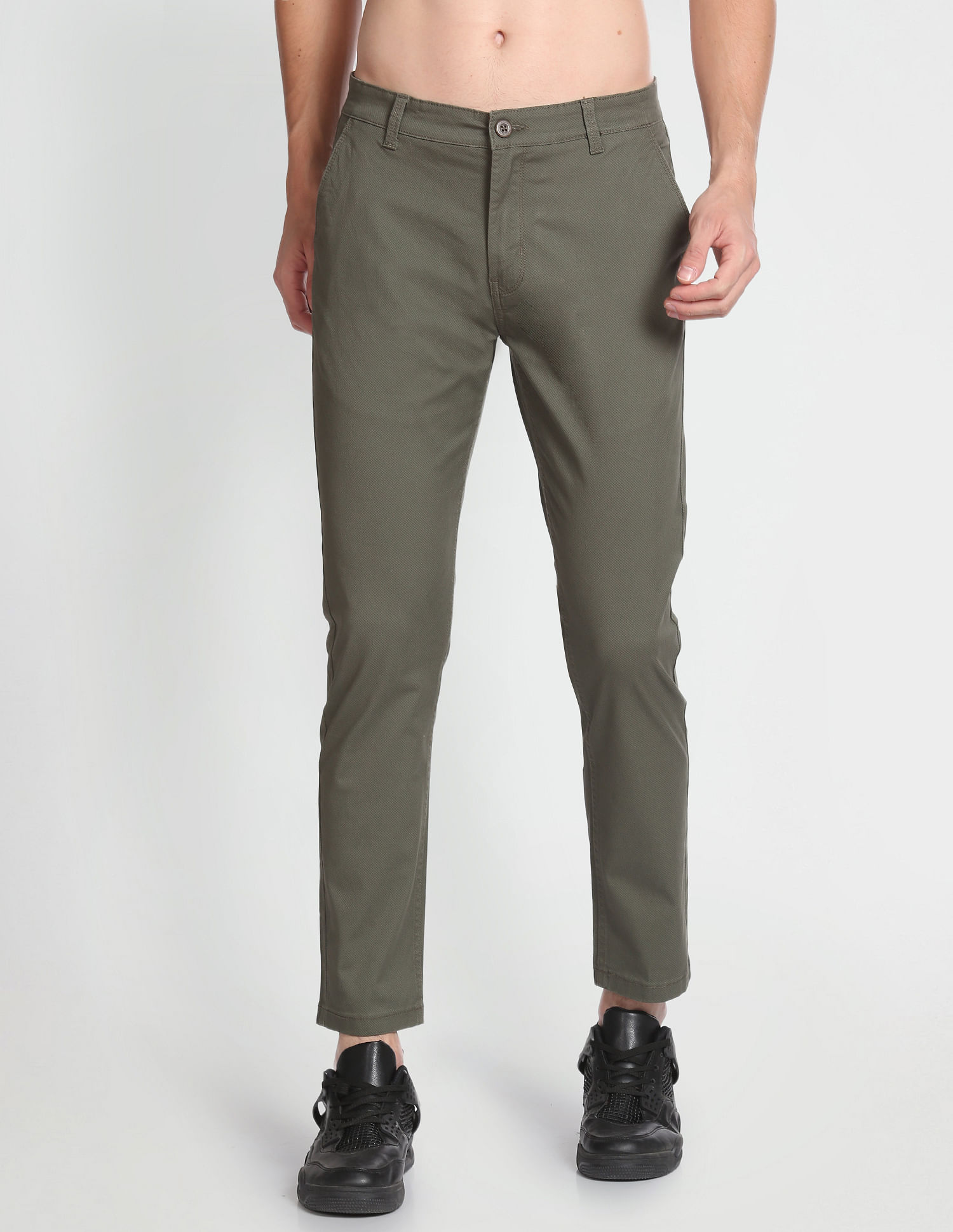 Flying Machine Twill Geometric Print Trousers