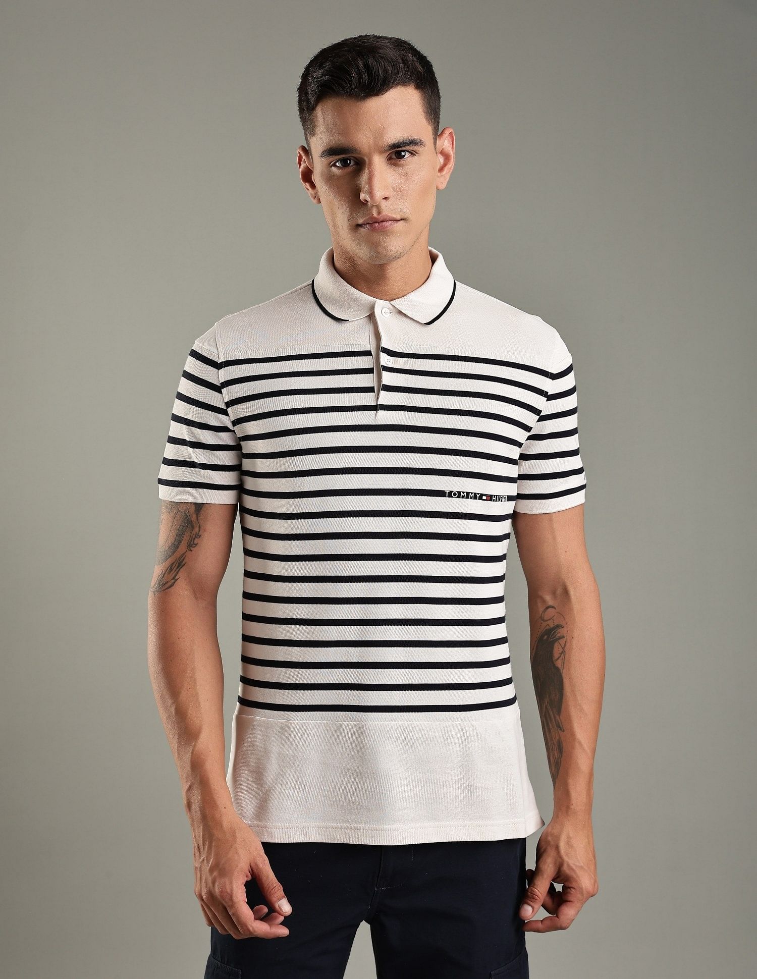 Tommy Hilfiger Striped Regular-Fit Cotton Polo Shirt
