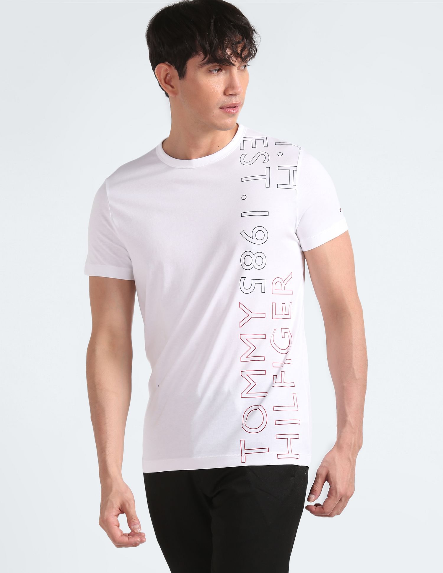 Tommy Hilfiger Organic Cotton Placement Typographic Print T-Shirt