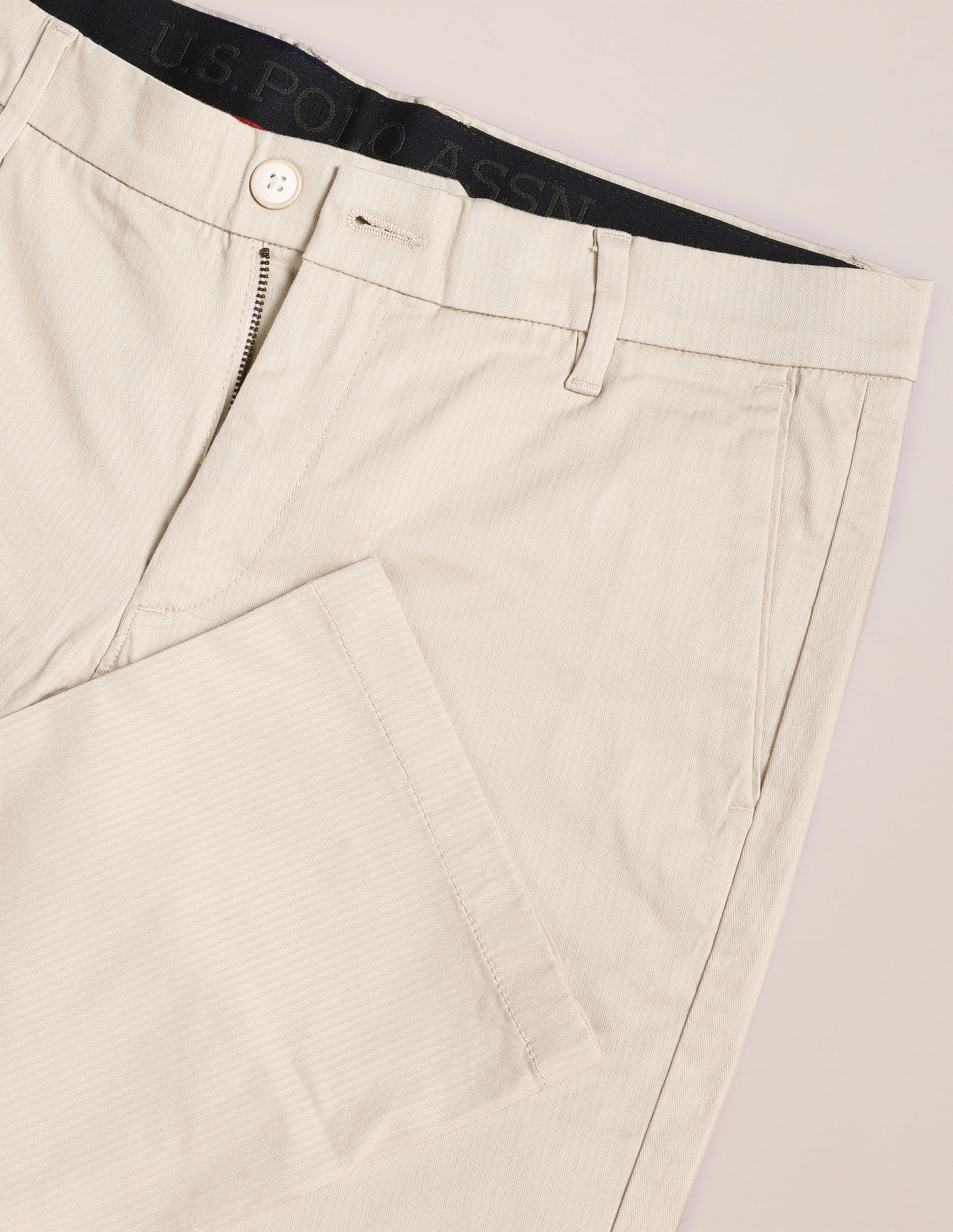 U.S. Polo Assn. Herringbone Textured Casual Trousers