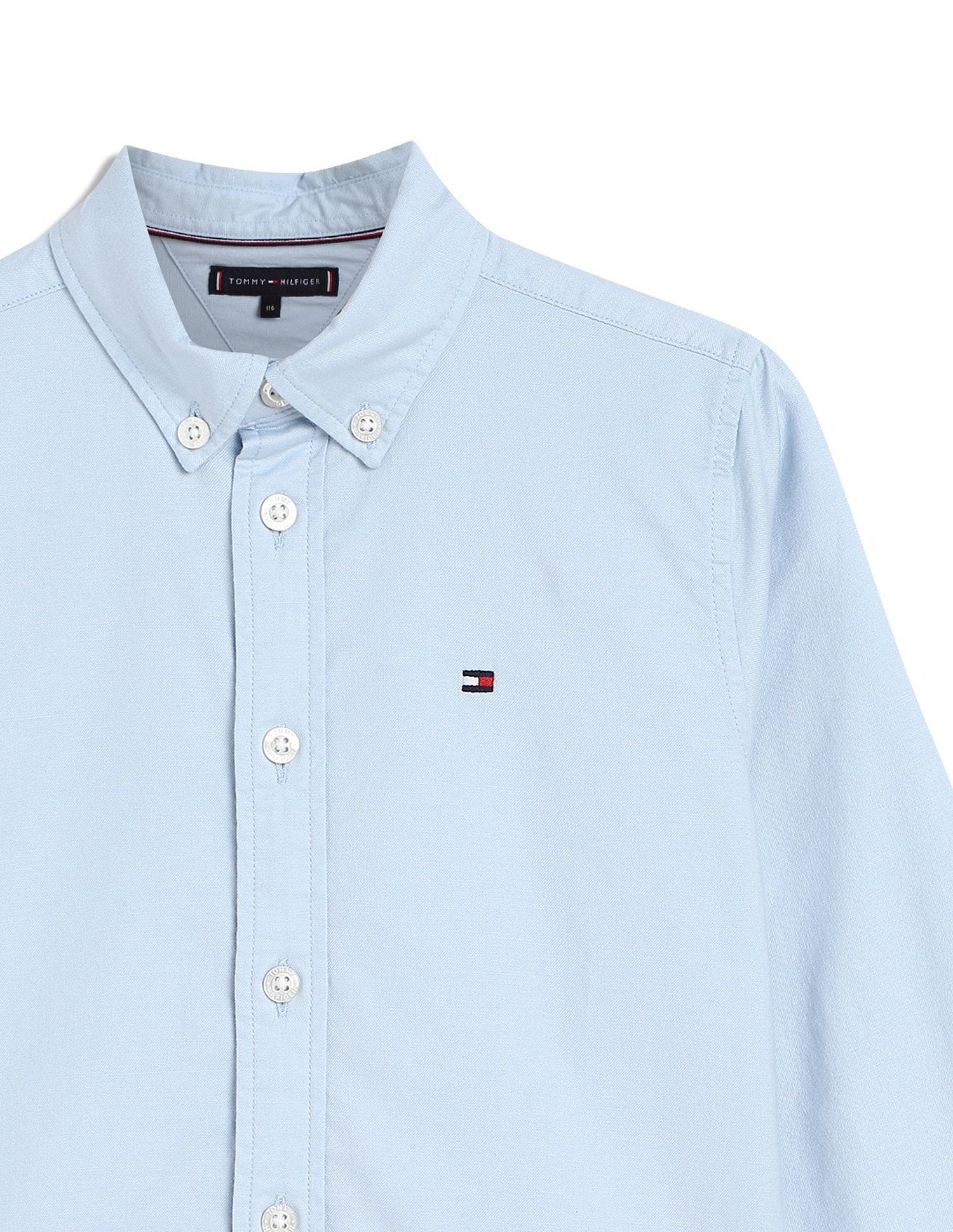 Tommy Hilfiger Kids Boys Solid Regular-Fit Cotton Shirt