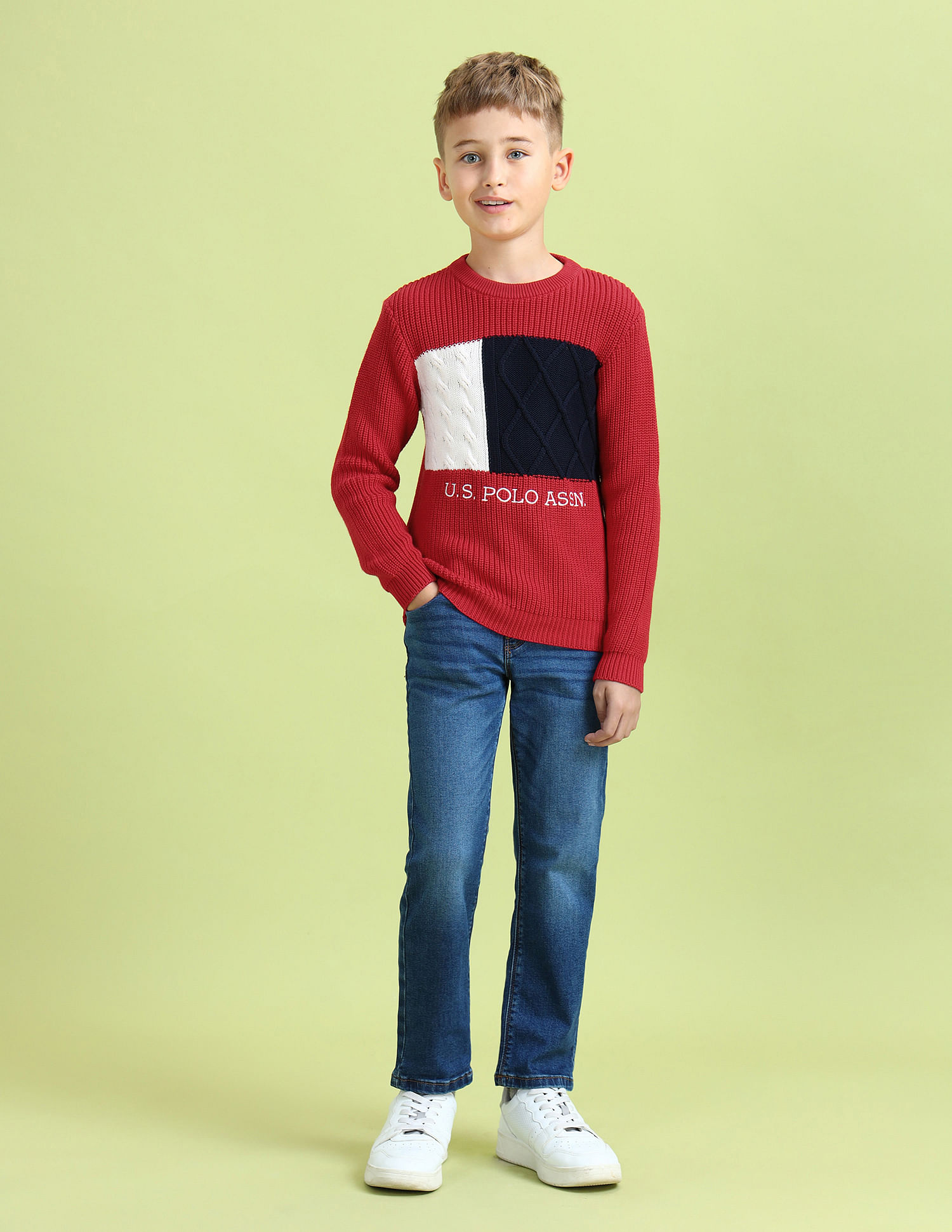 U.S. Polo Assn. Kids Boys Printed Regular Fit Sweater