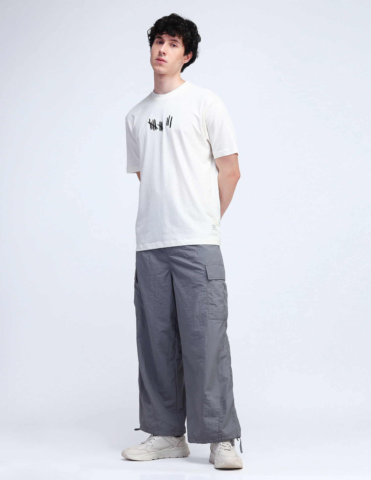 Flying Machine Cobain Loose Fit Solid Cargos