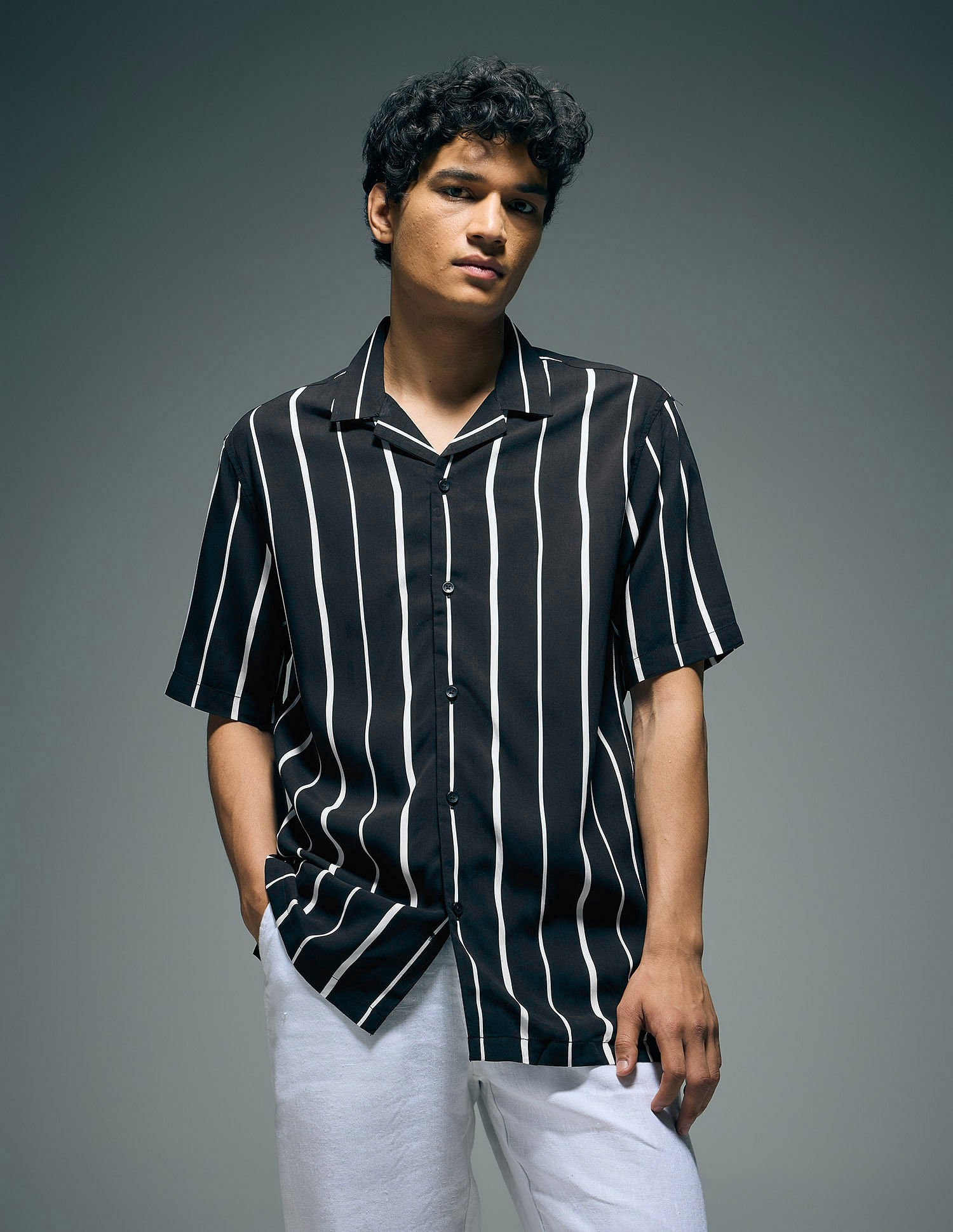 Flying Machine Vertical Striped Original Cuban Shirt