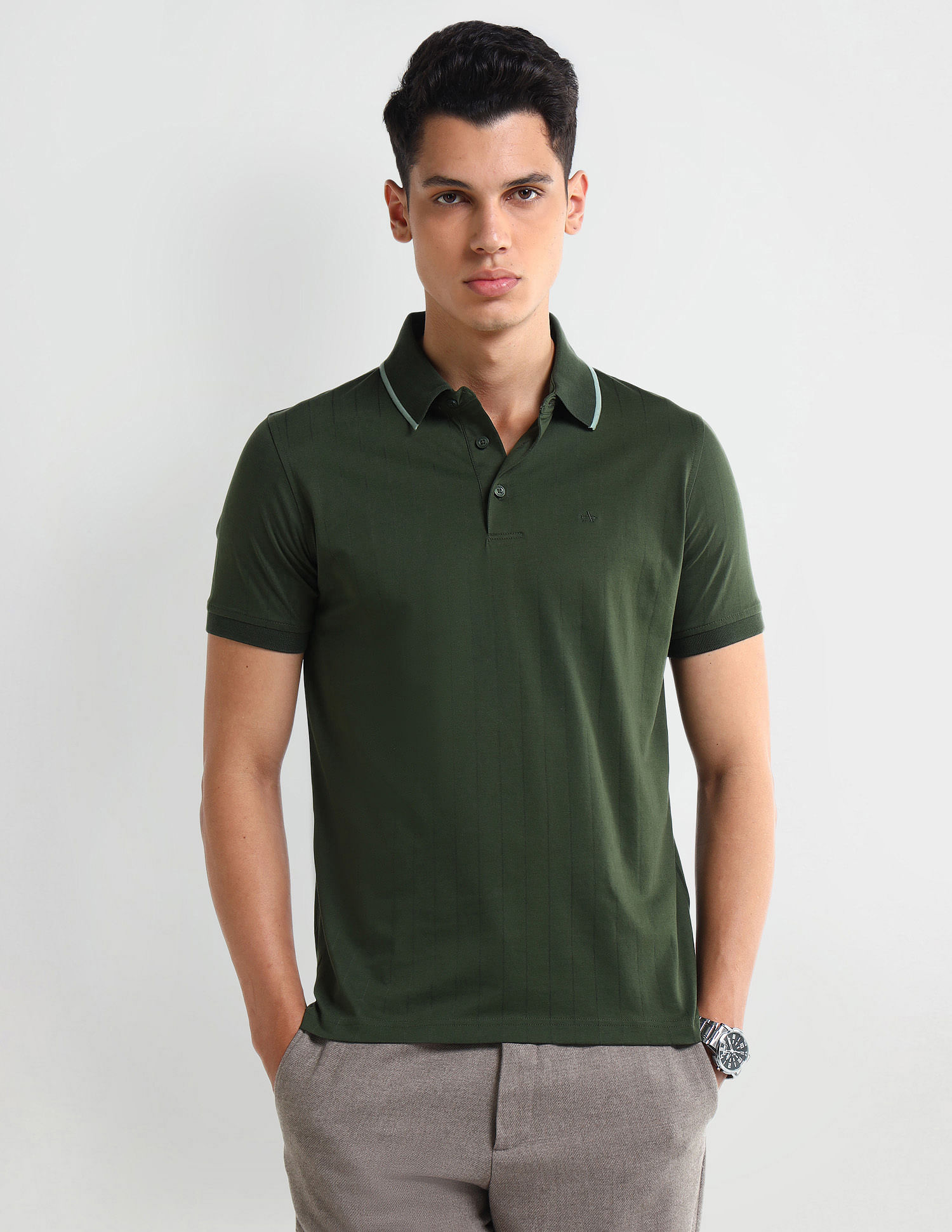 Arrow Textured pattern Regular Fit Polo Shirt
