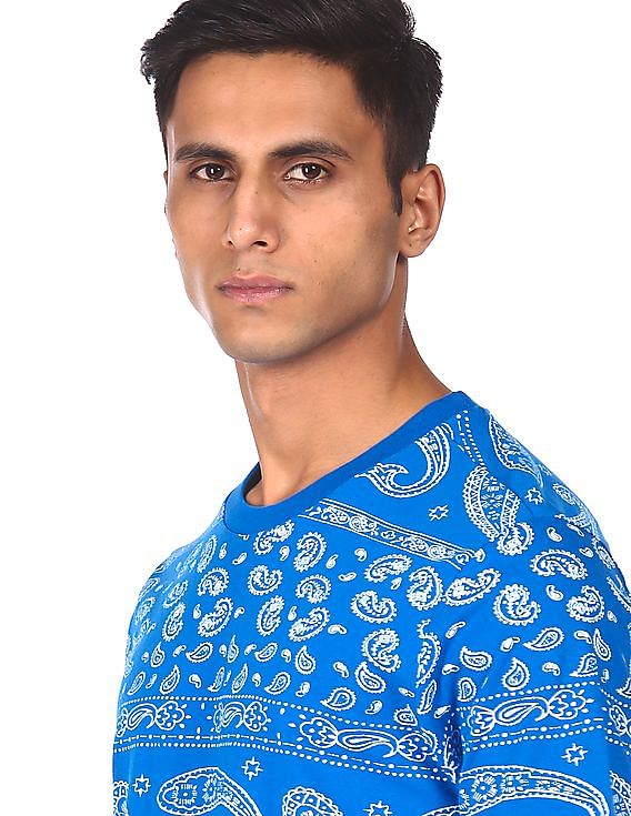 Aeropostale Men Blue Crew Neck Printed T-Shirt