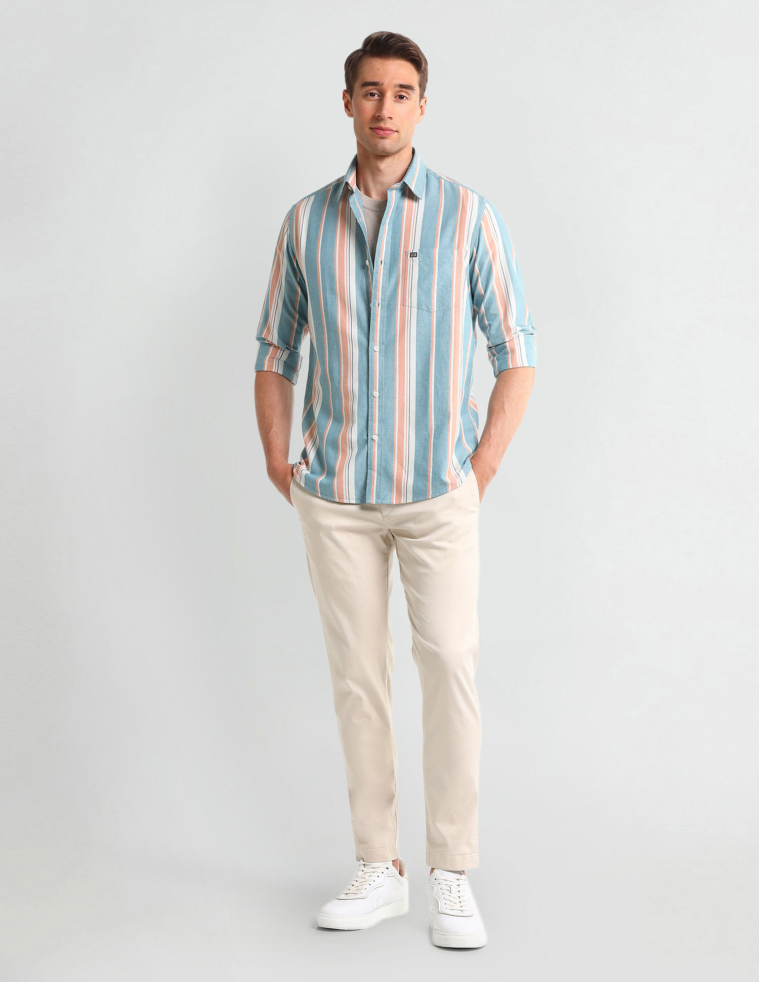 Arrow Sport Vertical Stripes Slim Fit Shirt