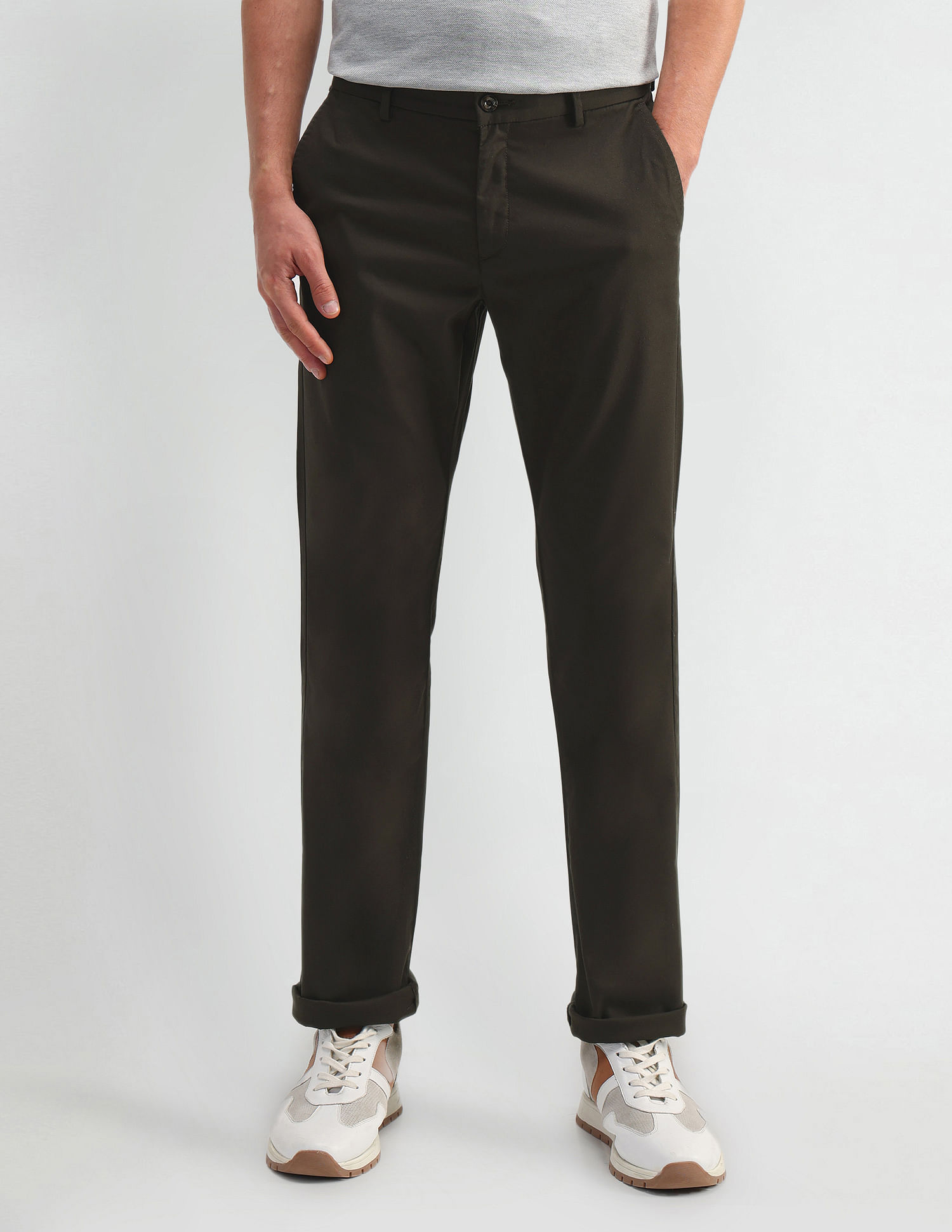Arrow Sports Regular Fit Twill Trousers