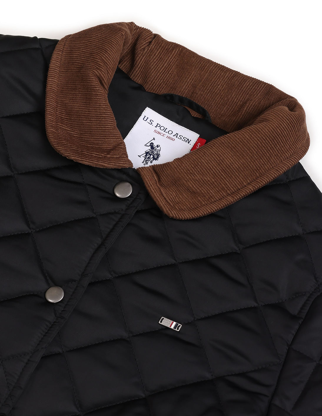 Quilted jacket with corduroy on sale collar