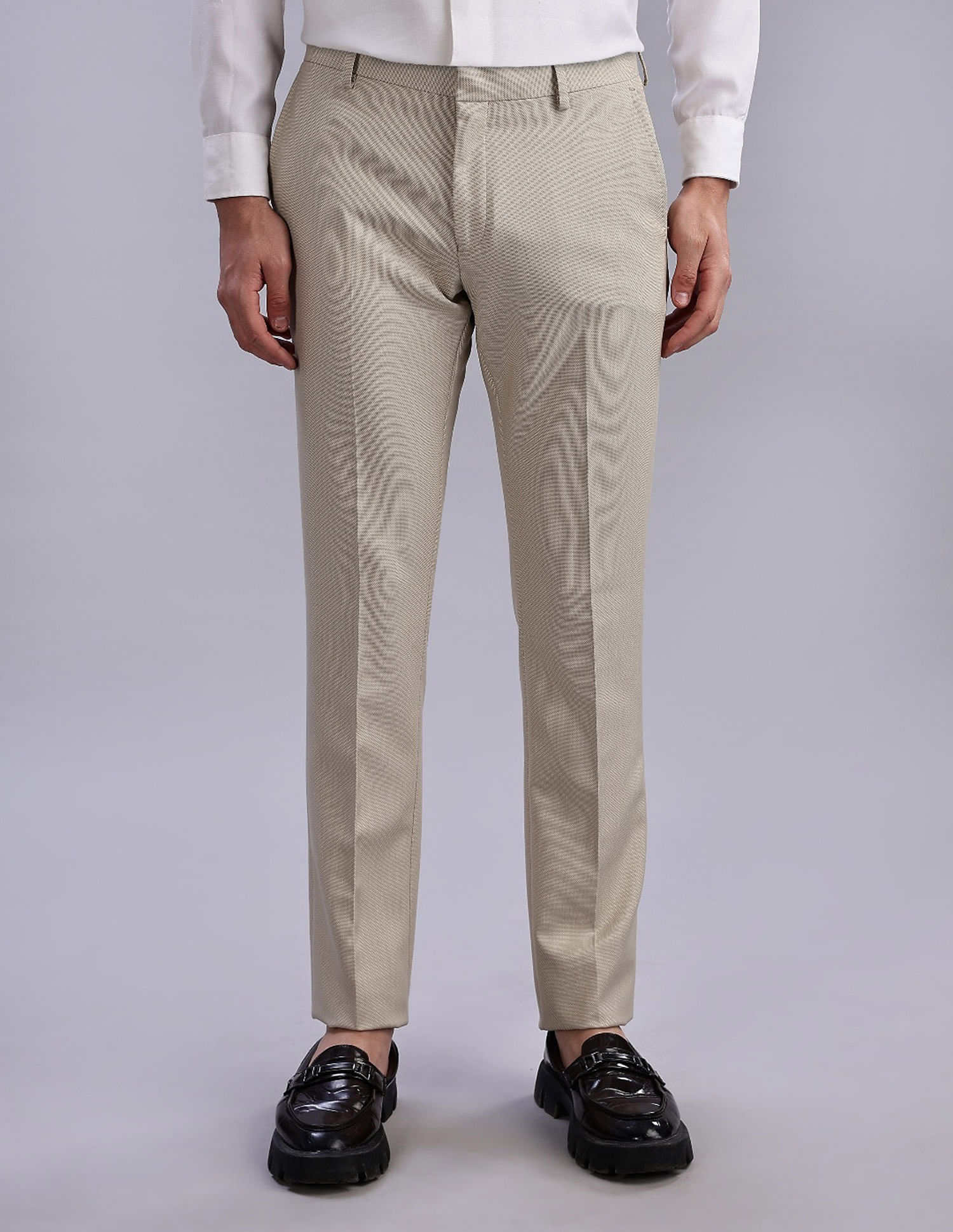 Tommy Hilfiger Regular-Fit Self-Design Mid Rise Trousers