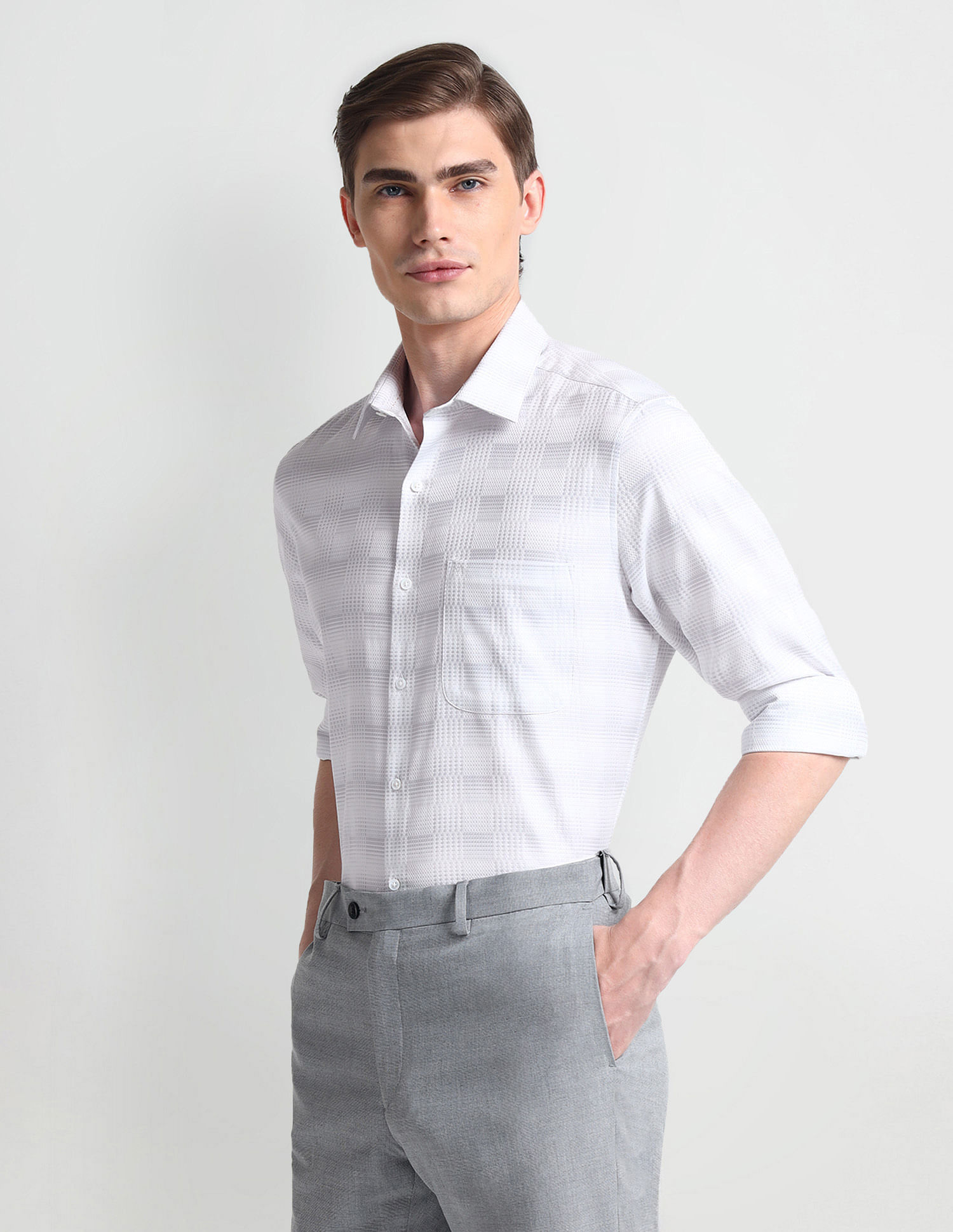 Arrow Check Patterned Dobby Shirt
