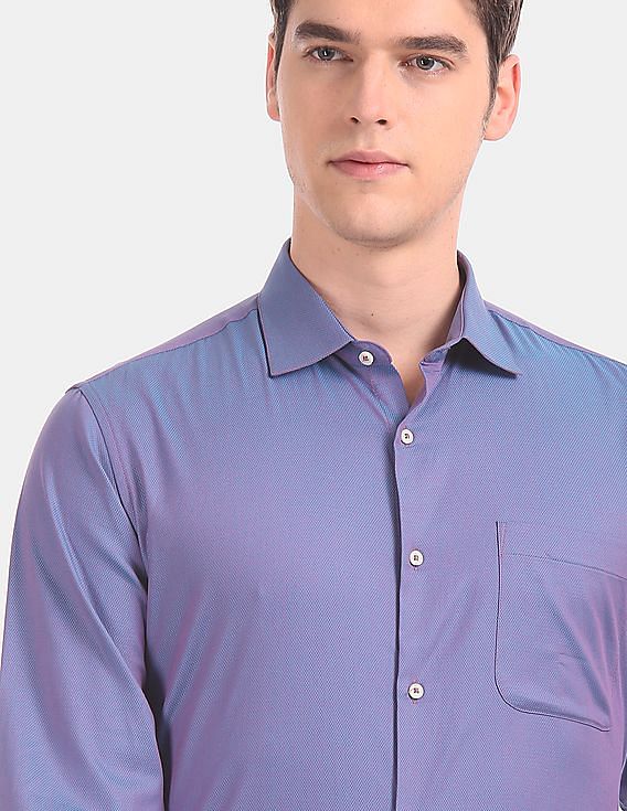 AD by Arvind Tailored Regular Fit Two Tone Partywear Shirt