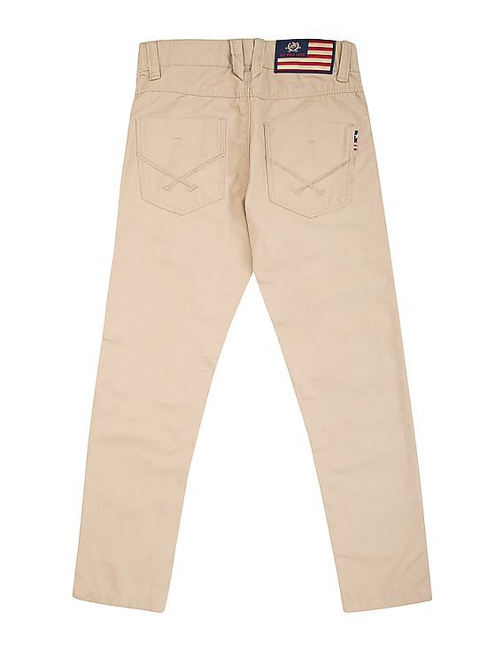 U.S. Polo Assn. Kids Boys Solid Slim Fit Trousers