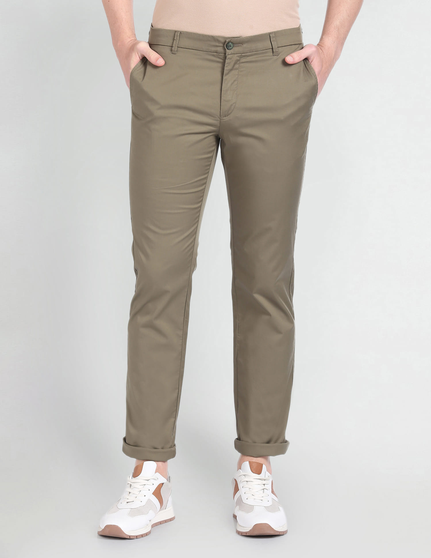 Buy Arrow Sports Low Rise Twill Autoflex Trousers