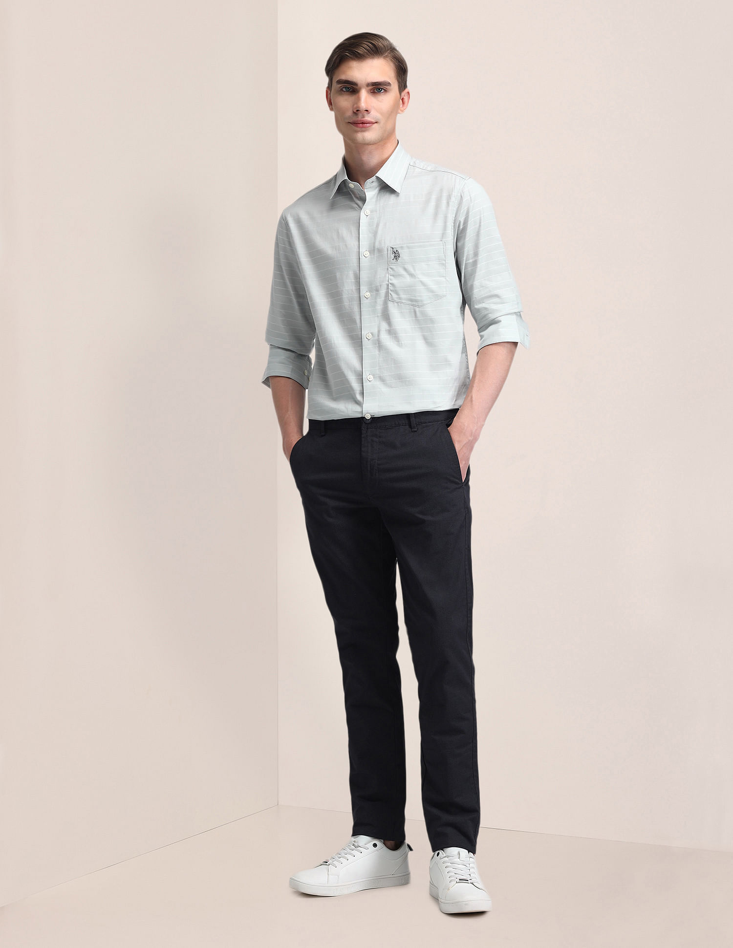 U.S. Polo Assn. Tailored Fit Cotton Striped Shirt