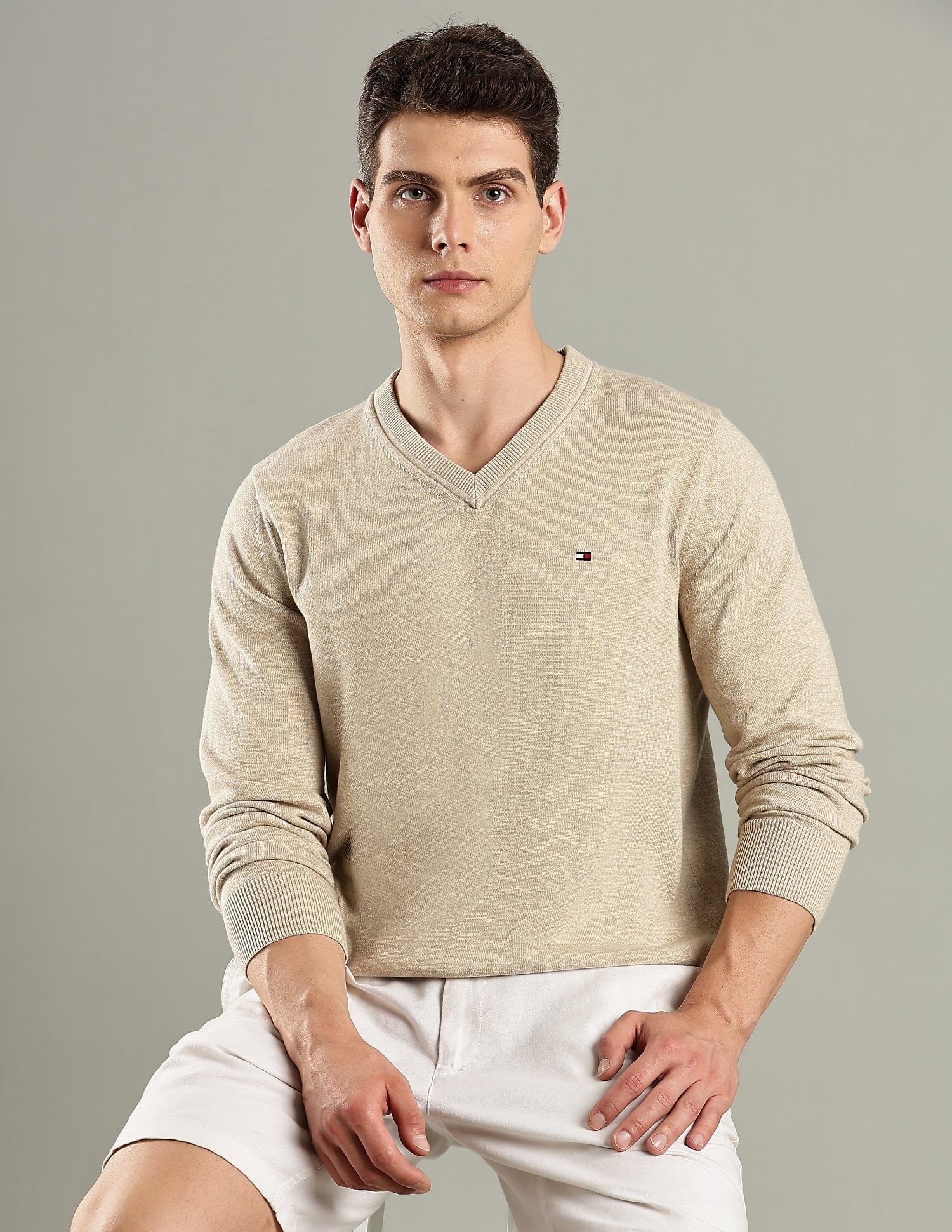 Tommy Hilfiger Solid Regular-Fit Cotton Sweater