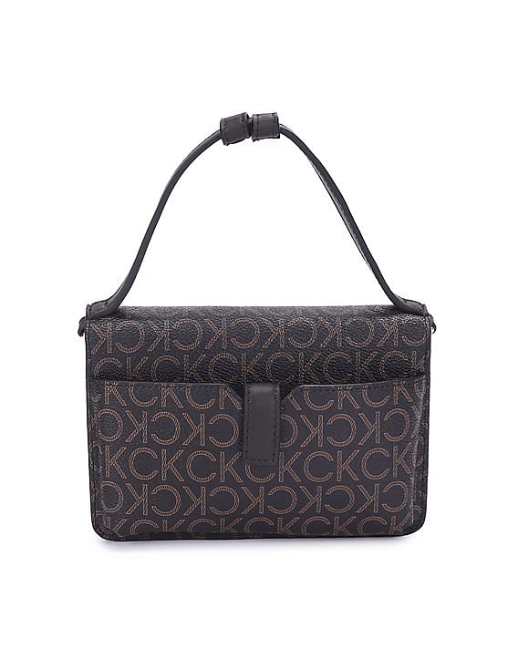 Buy Calvin Klein Women Beige Three Compartment Brand Monogram Sling Bag -  NNNOW.com