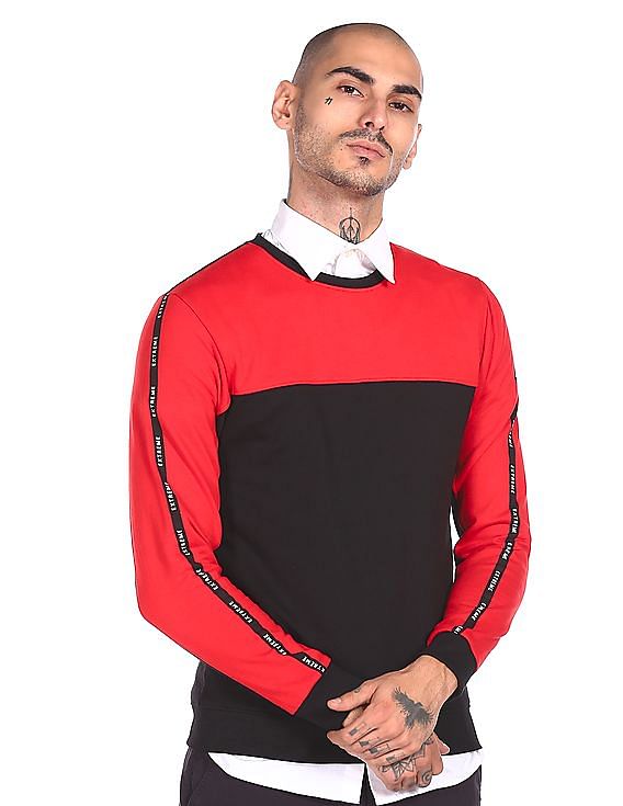 Flying Machine Crew Neck Colour Block Sweatshirt