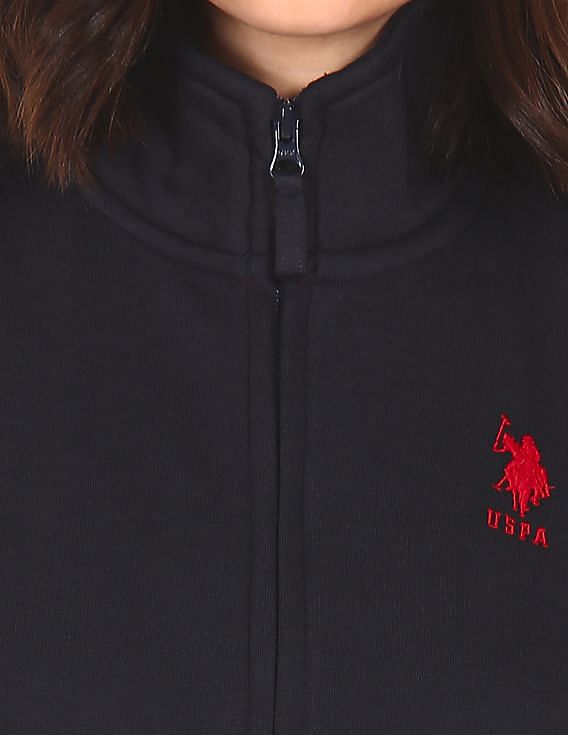 U.S. Polo Assn. Women High Neck Zip Up Sweatshirt
