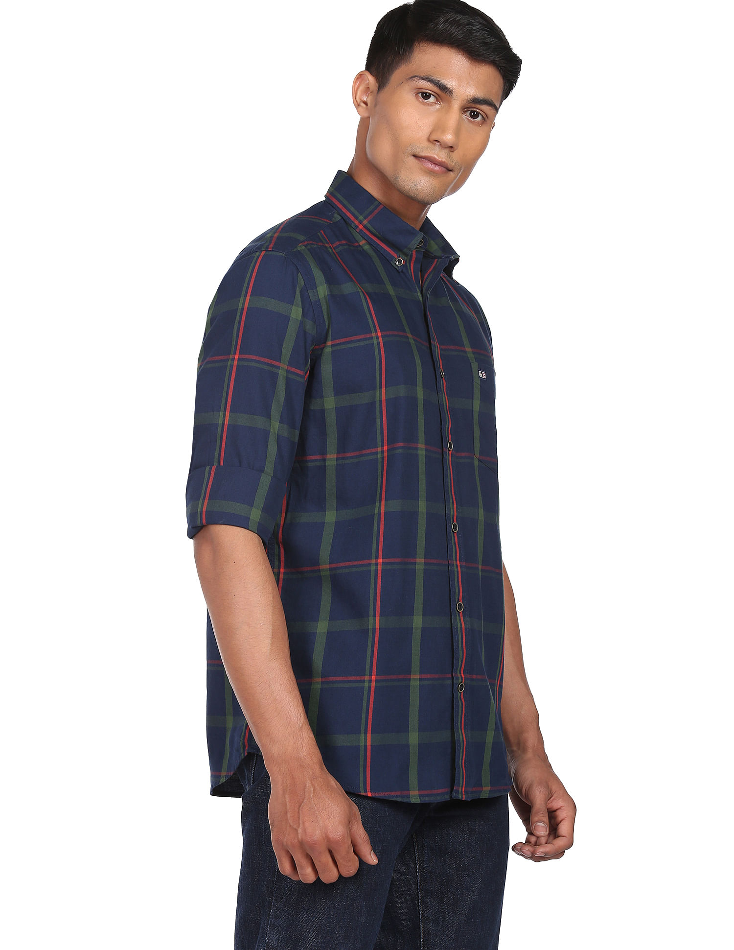 Arrow Sports Plaid Check Manhattan Slim Fit Shirt