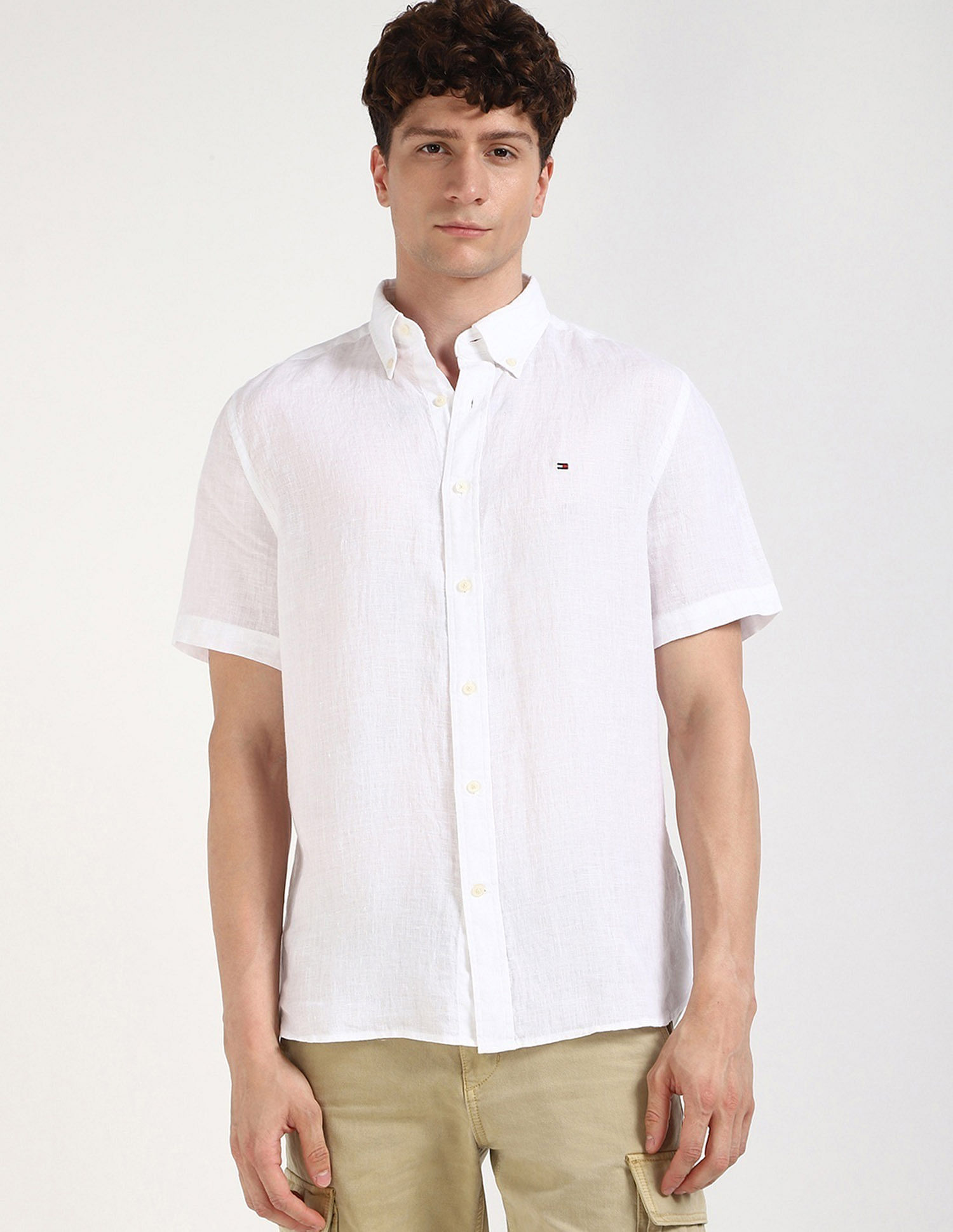 Tommy Hilfiger Solid Regular Fit Plain Woven Shirt