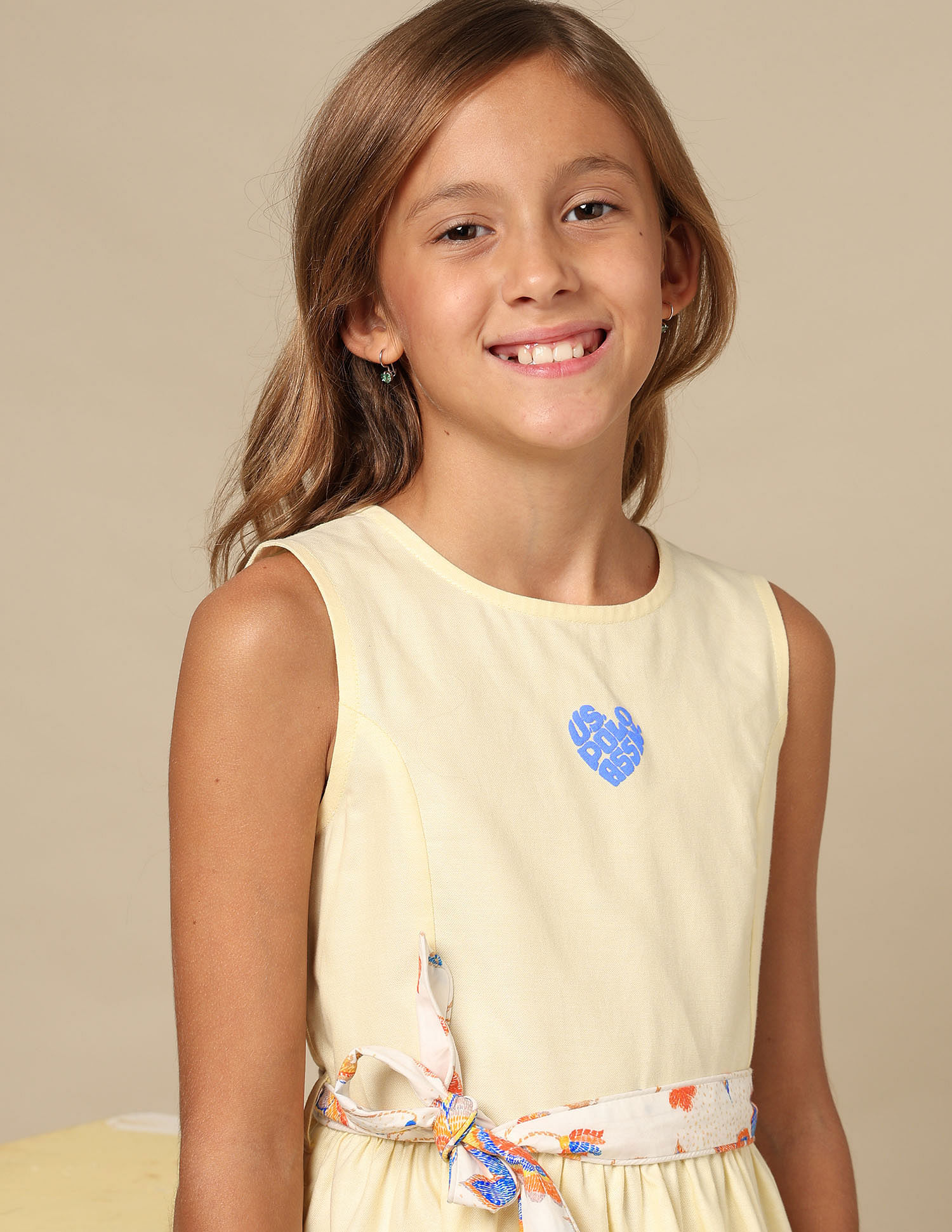 U.S. Polo Assn. Kids Girls Belted Fit And Flare Dress