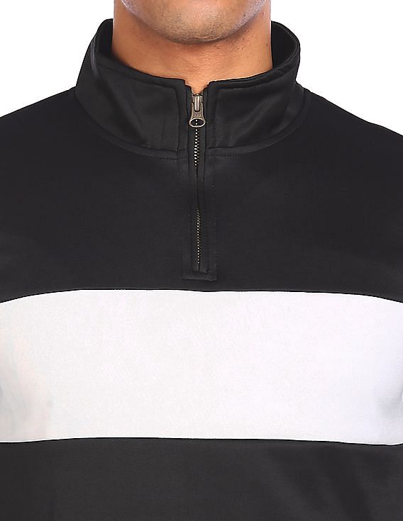 Flying Machine High Neck Colour Block Sweatshirt