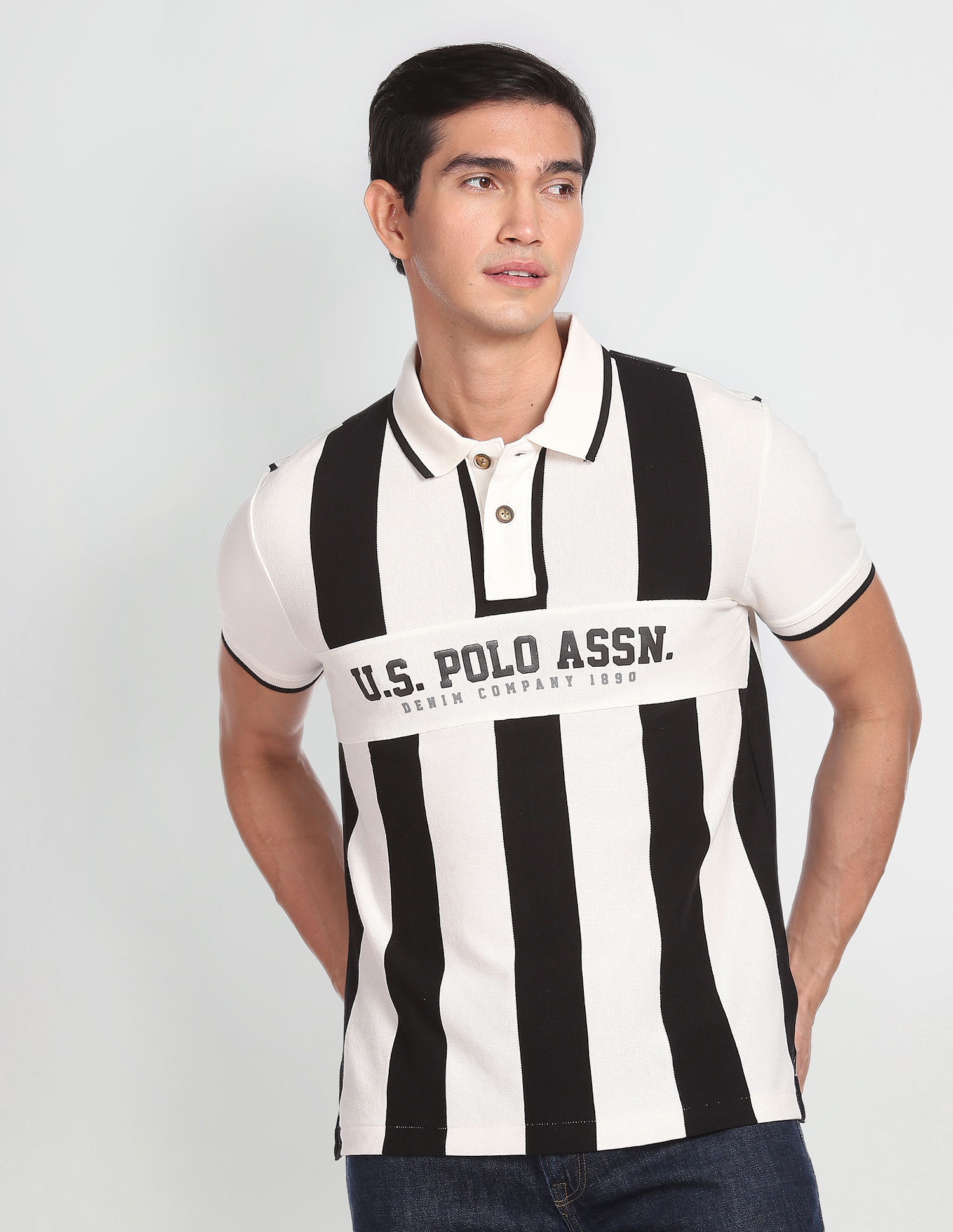 U.S. Polo Assn. Denim Co. Iconic Vertical Stripe Polo Shirt