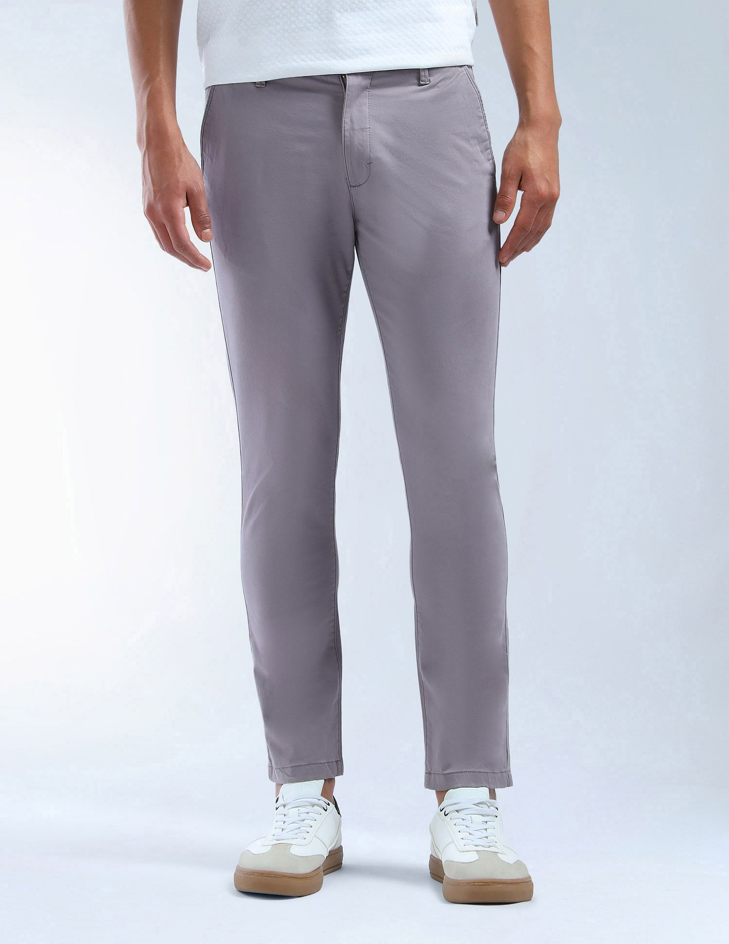 Flying Machine Mid Rise Slash Slim Tapered Fit Trousers