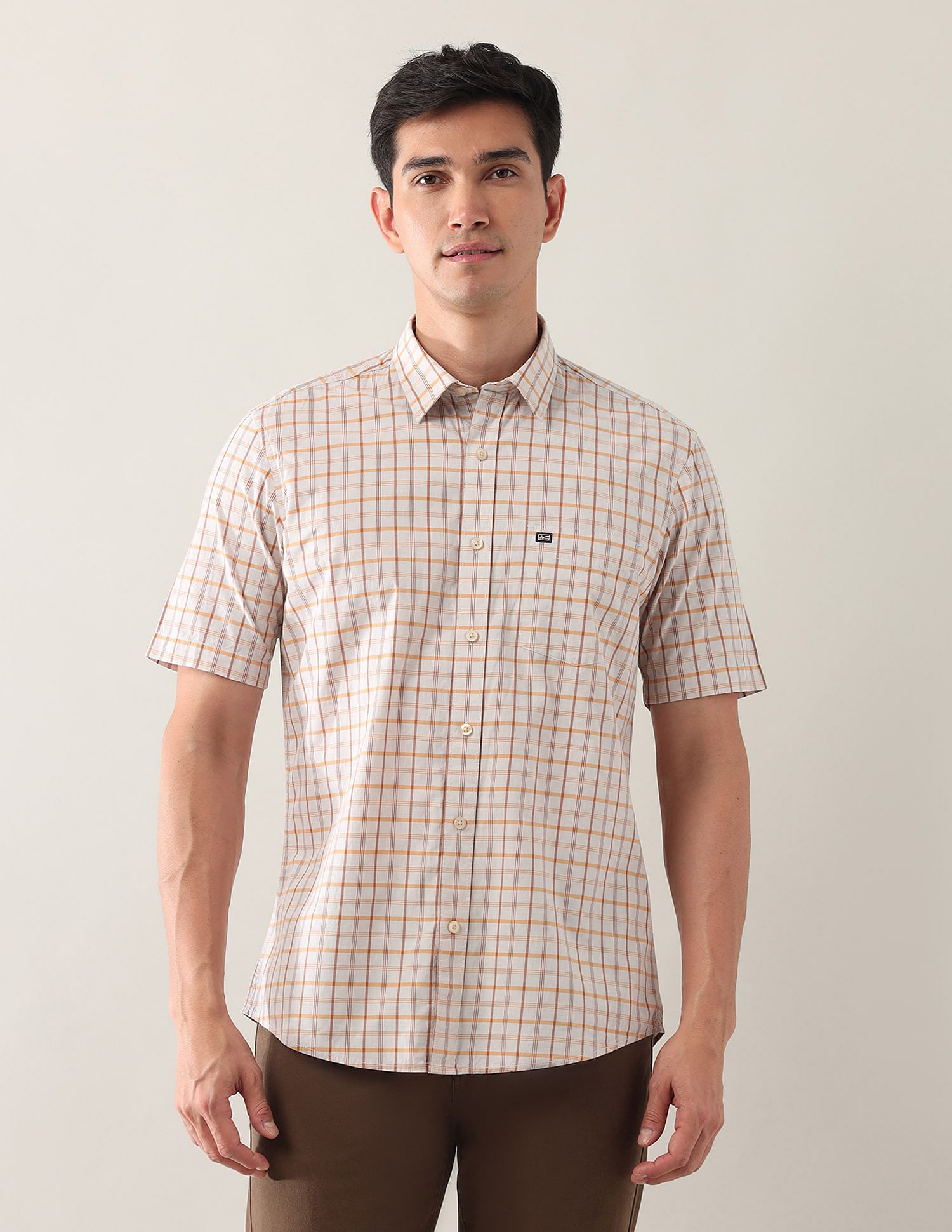 Arrow Sport Grid Tattersall Checked Regular Fit Shirt