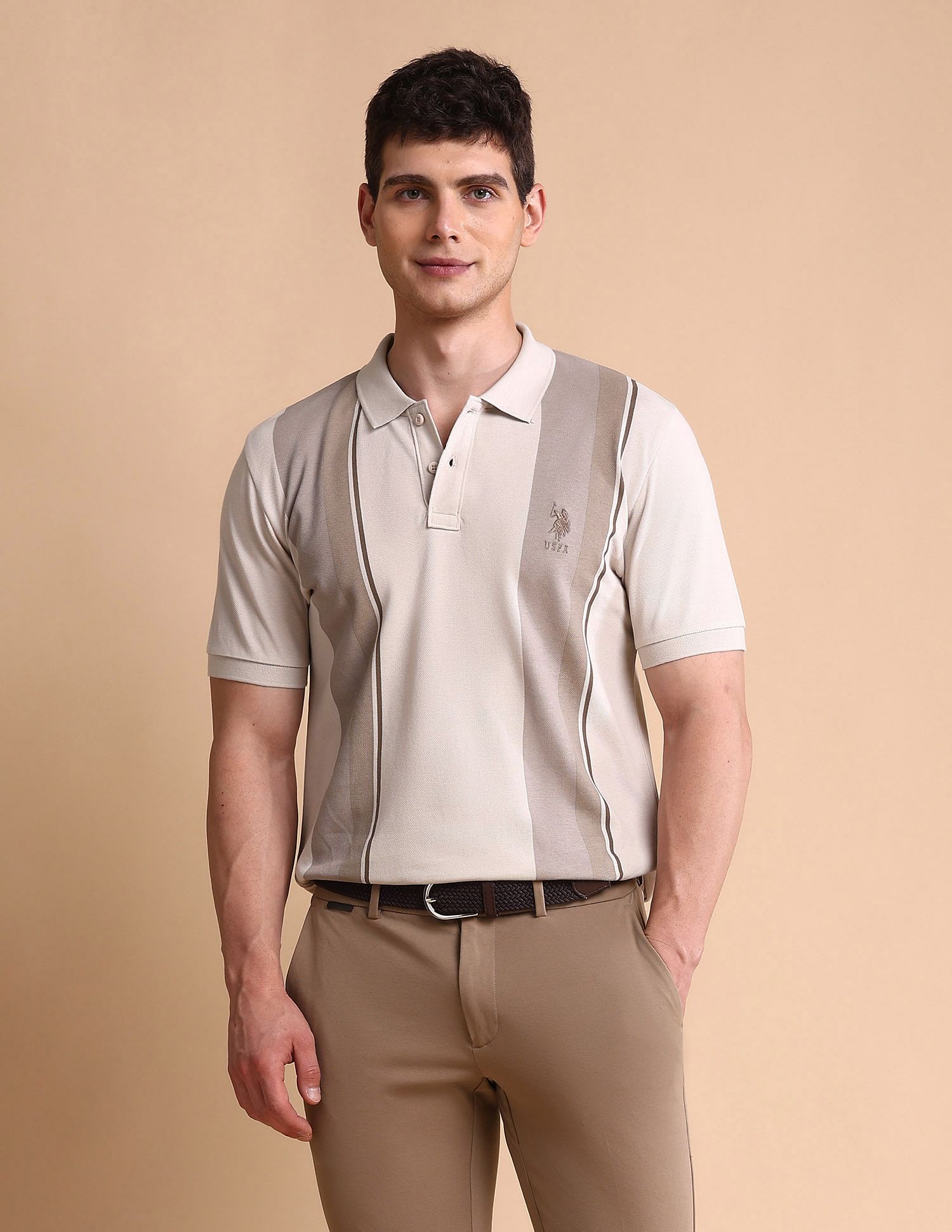U.S. Polo Assn. Colourblocked Slim Fit Polo Shirt